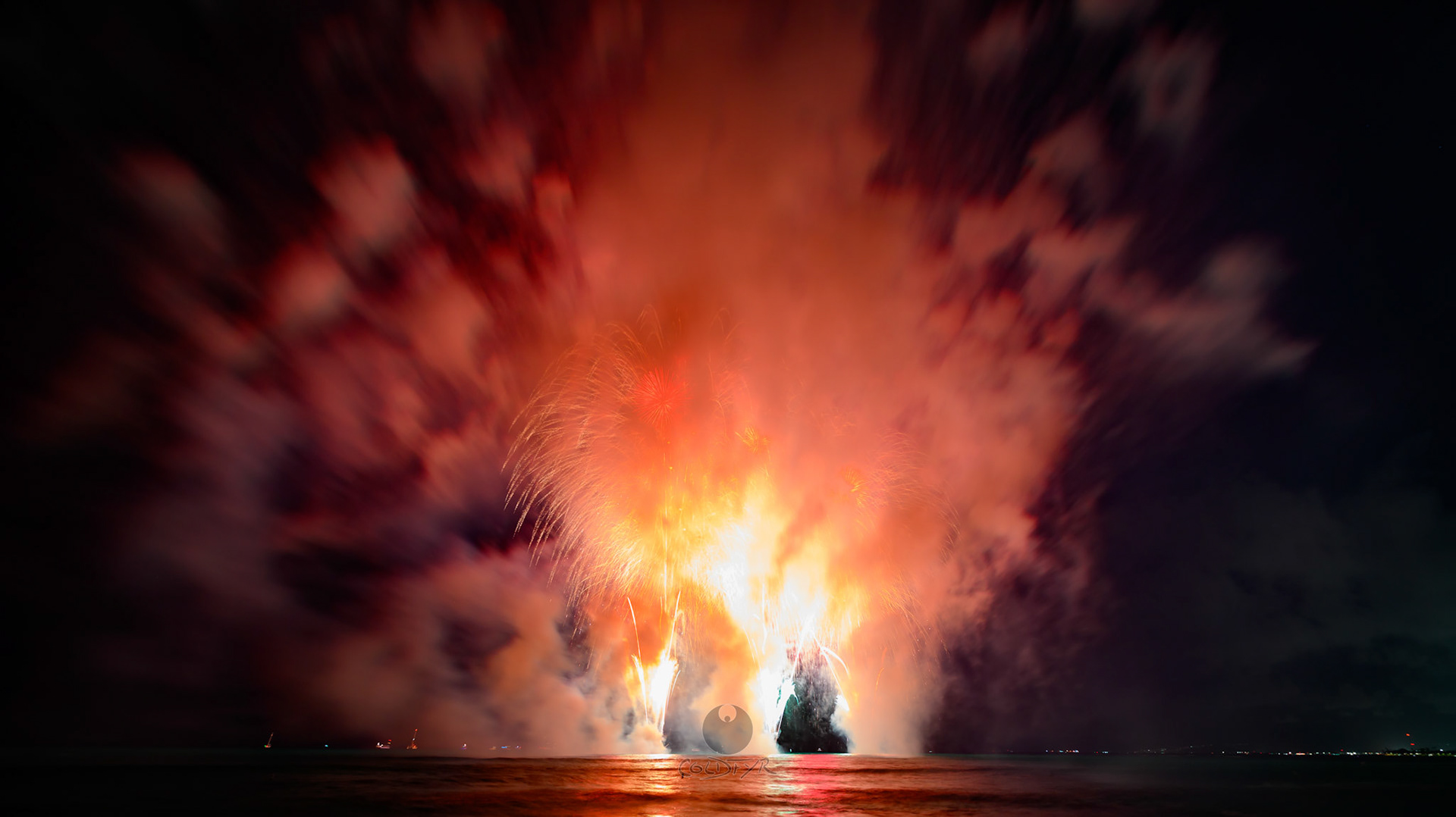 Waikiki Friday Night Fireworks as Watched from the Waikiki Pier (Walls)