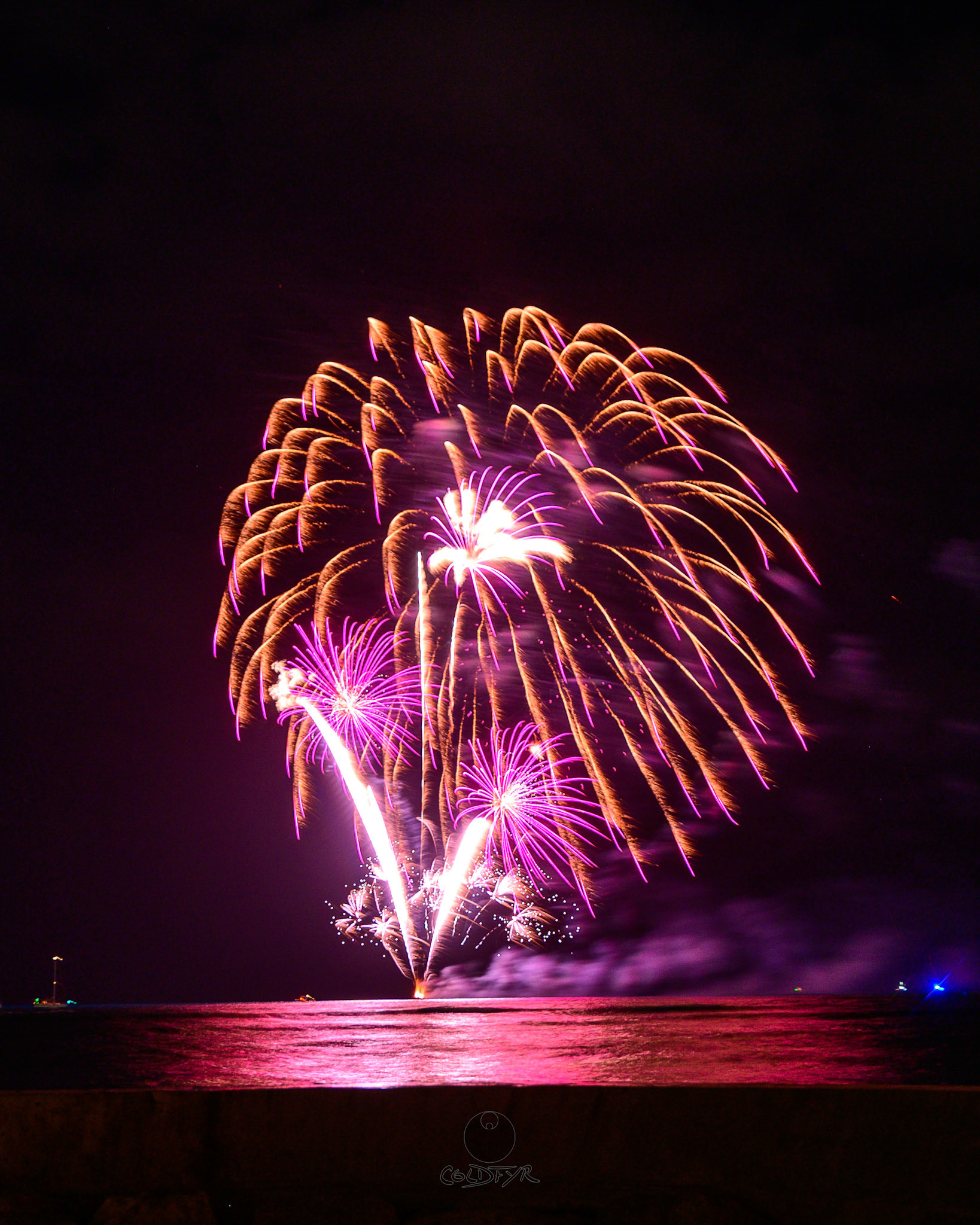 Waikiki Friday Night Fireworks as Watched from the Waikiki Pier (Walls)