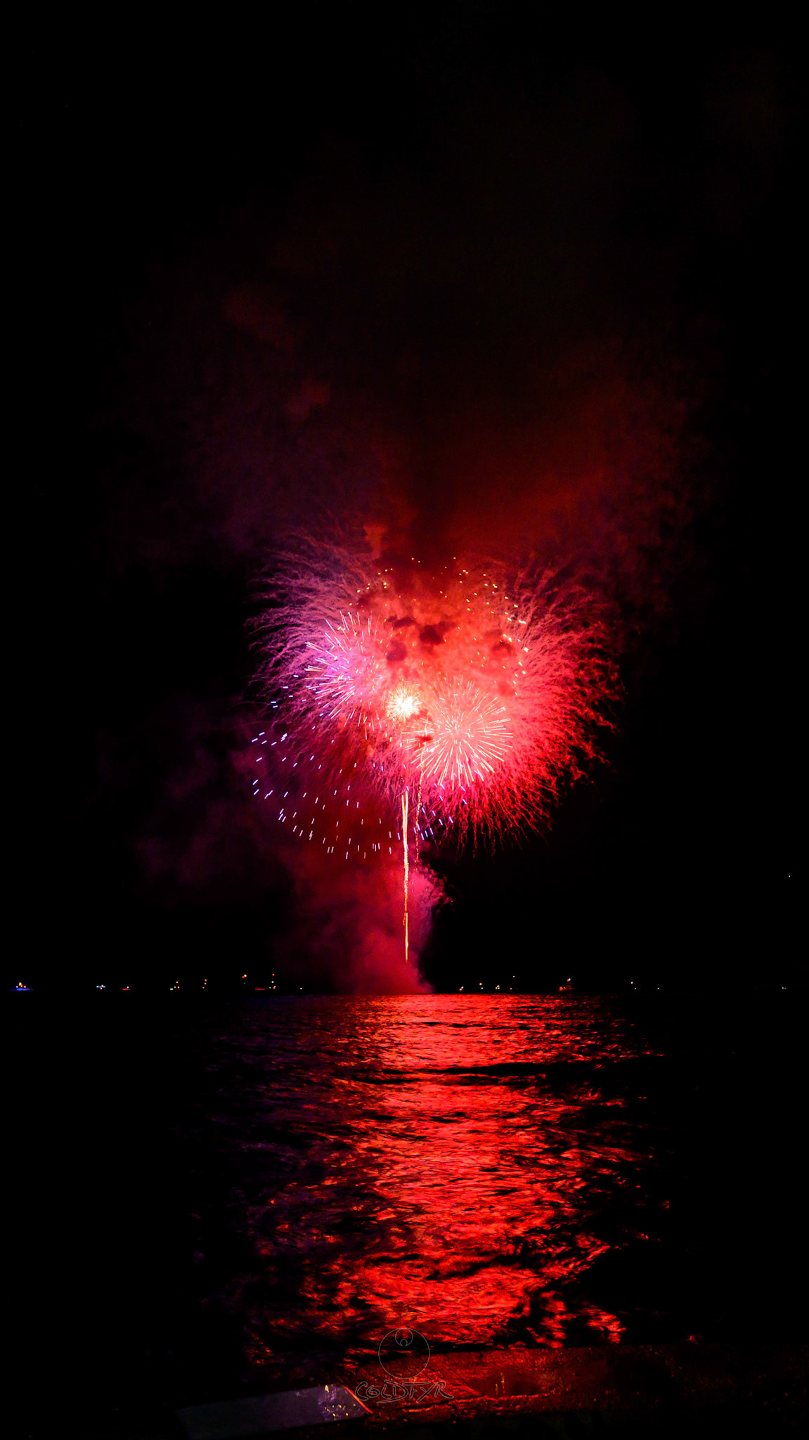Waikiki Friday Night Fireworks as Watched from the Waikiki Pier (Walls)