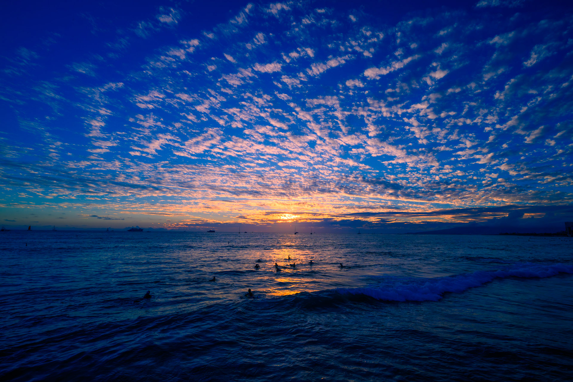 Sunset over West Oahu with beautiful orange light