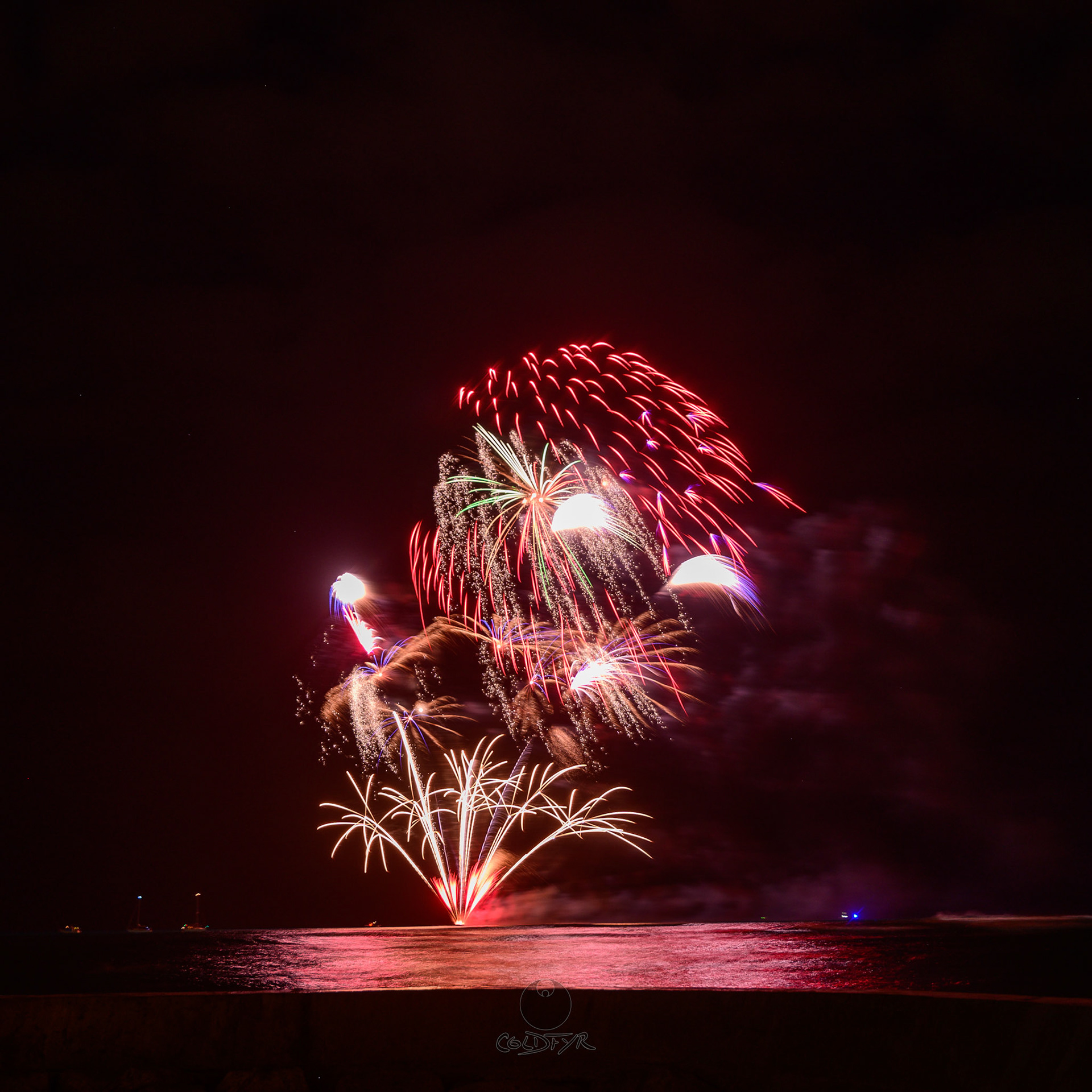 Waikiki Friday Night Fireworks as Watched from the Waikiki Pier (Walls)