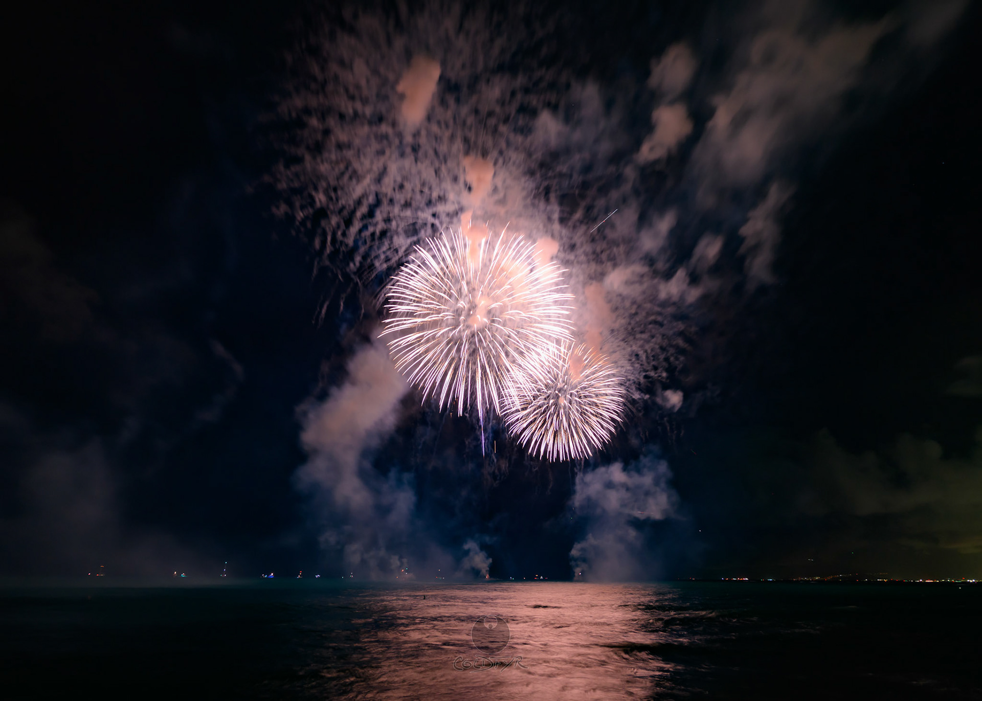 Waikiki Friday Night Fireworks as Watched from the Waikiki Pier (Walls)