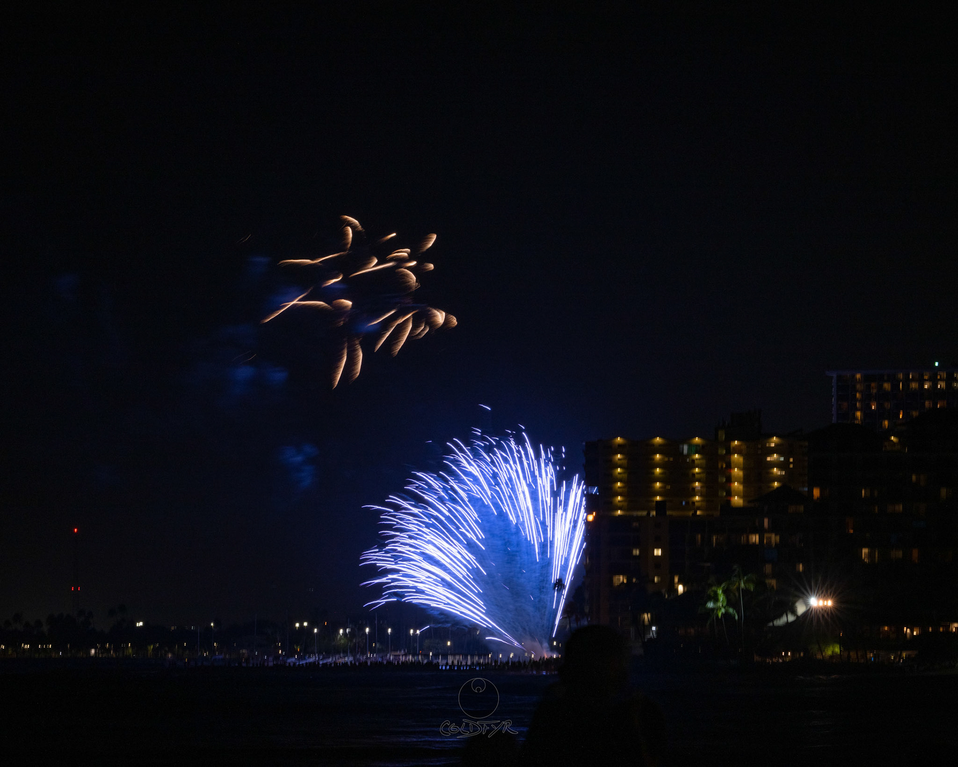 Waikiki Friday Night Fireworks as Watched from the Waikiki Pier (Walls)