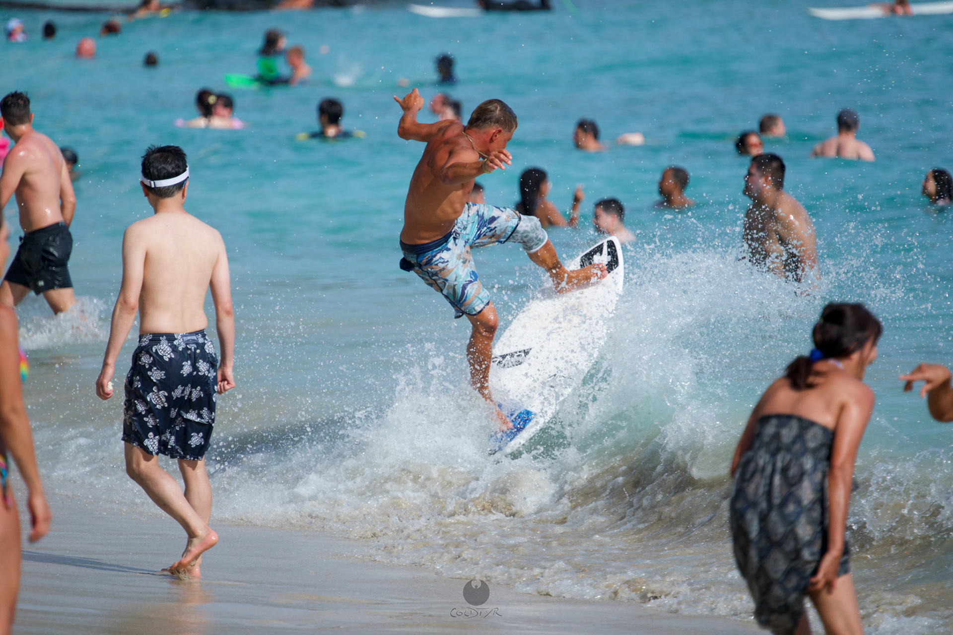 Brian "Hollywood" rips the Waikiki shore break.