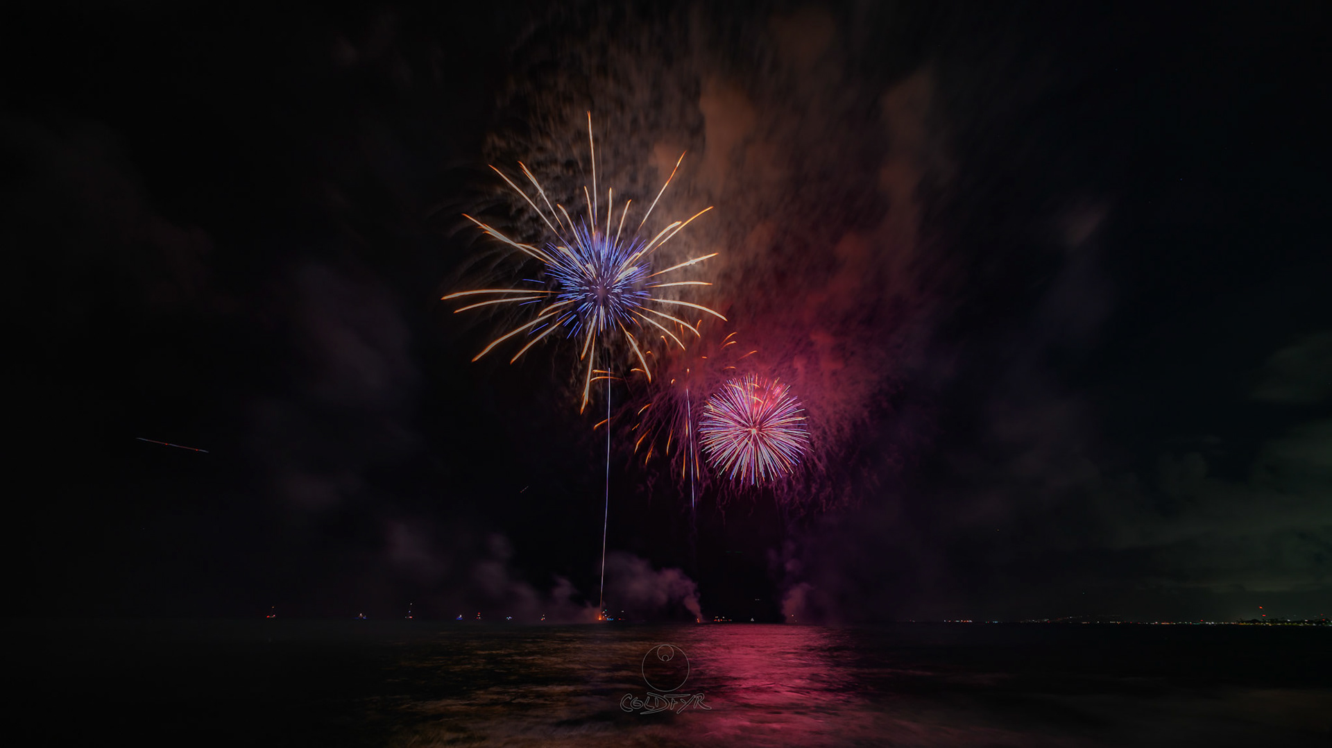 Waikiki Friday Night Fireworks as Watched from the Waikiki Pier (Walls)