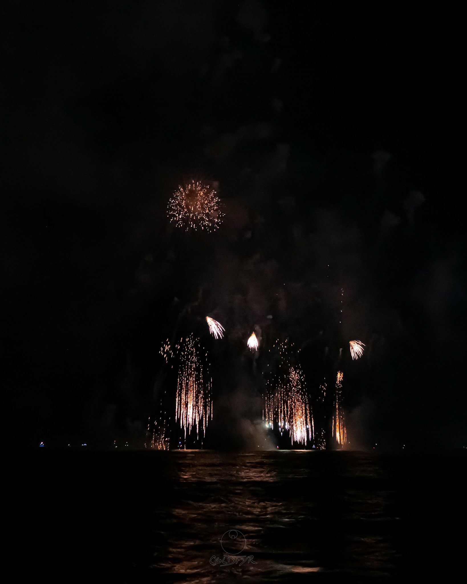 Waikiki Friday Night Fireworks as Watched from the Waikiki Pier (Walls)