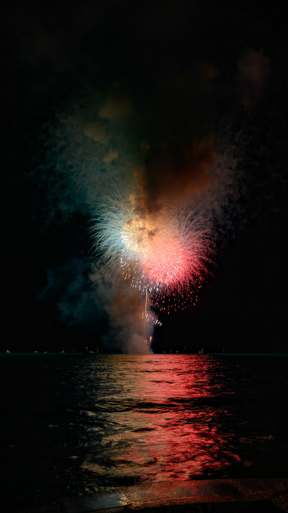 Waikiki Friday Night Fireworks as Watched from the Waikiki Pier (Walls)