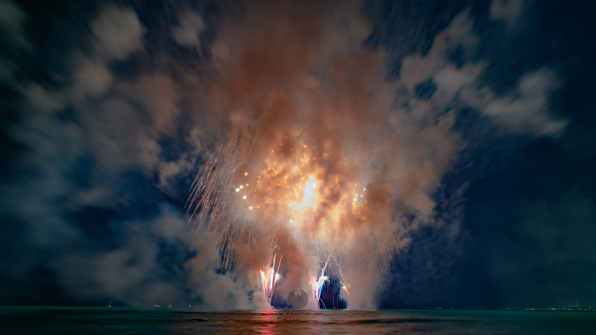 Waikiki Friday Night Fireworks as Watched from the Waikiki Pier (Walls)