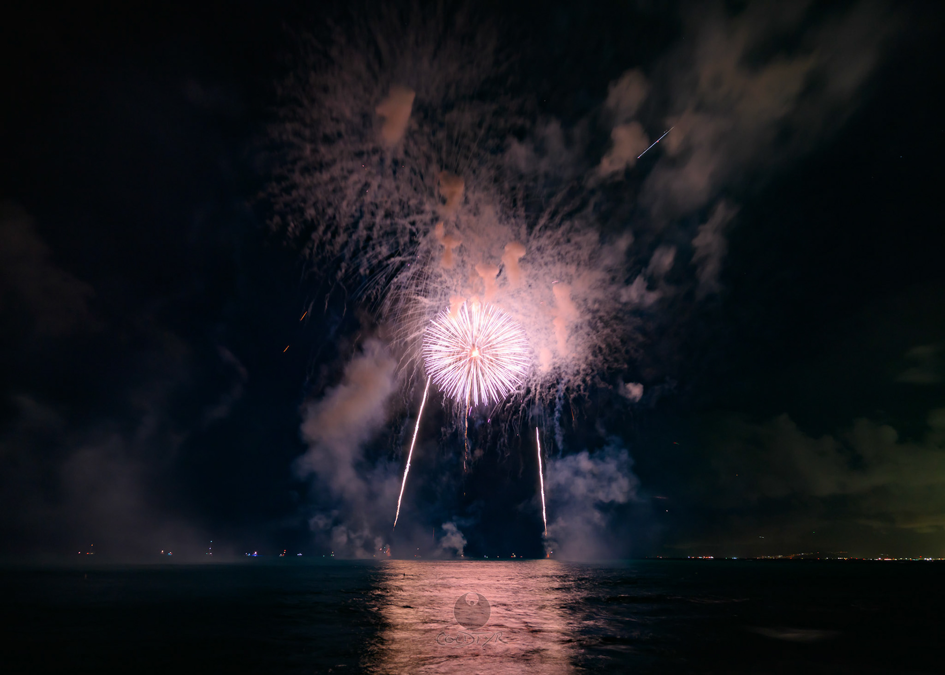 Waikiki Friday Night Fireworks as Watched from the Waikiki Pier (Walls)