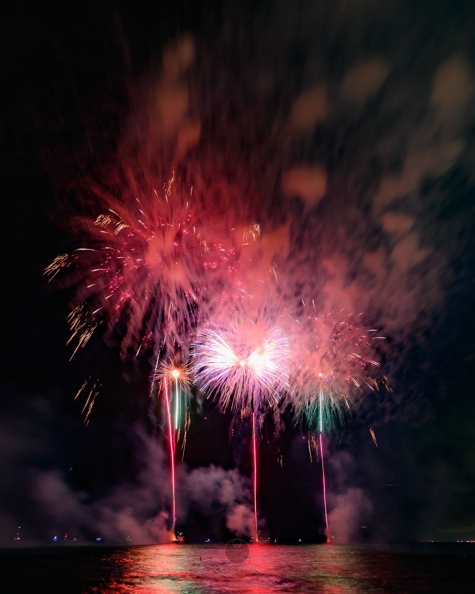 Waikiki Friday Night Fireworks as Watched from the Waikiki Pier (Walls)