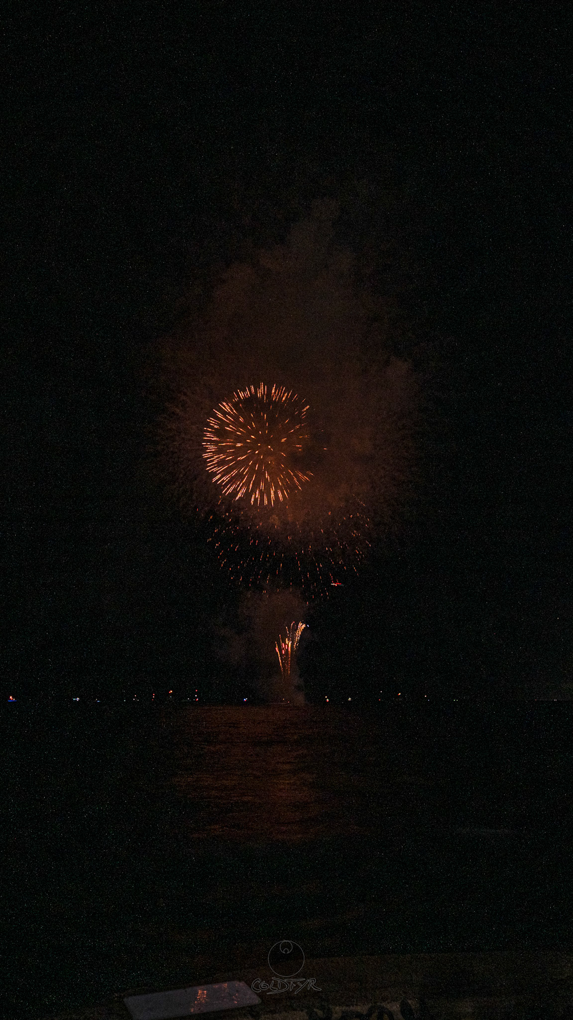 Waikiki Friday Night Fireworks as Watched from the Waikiki Pier (Walls)