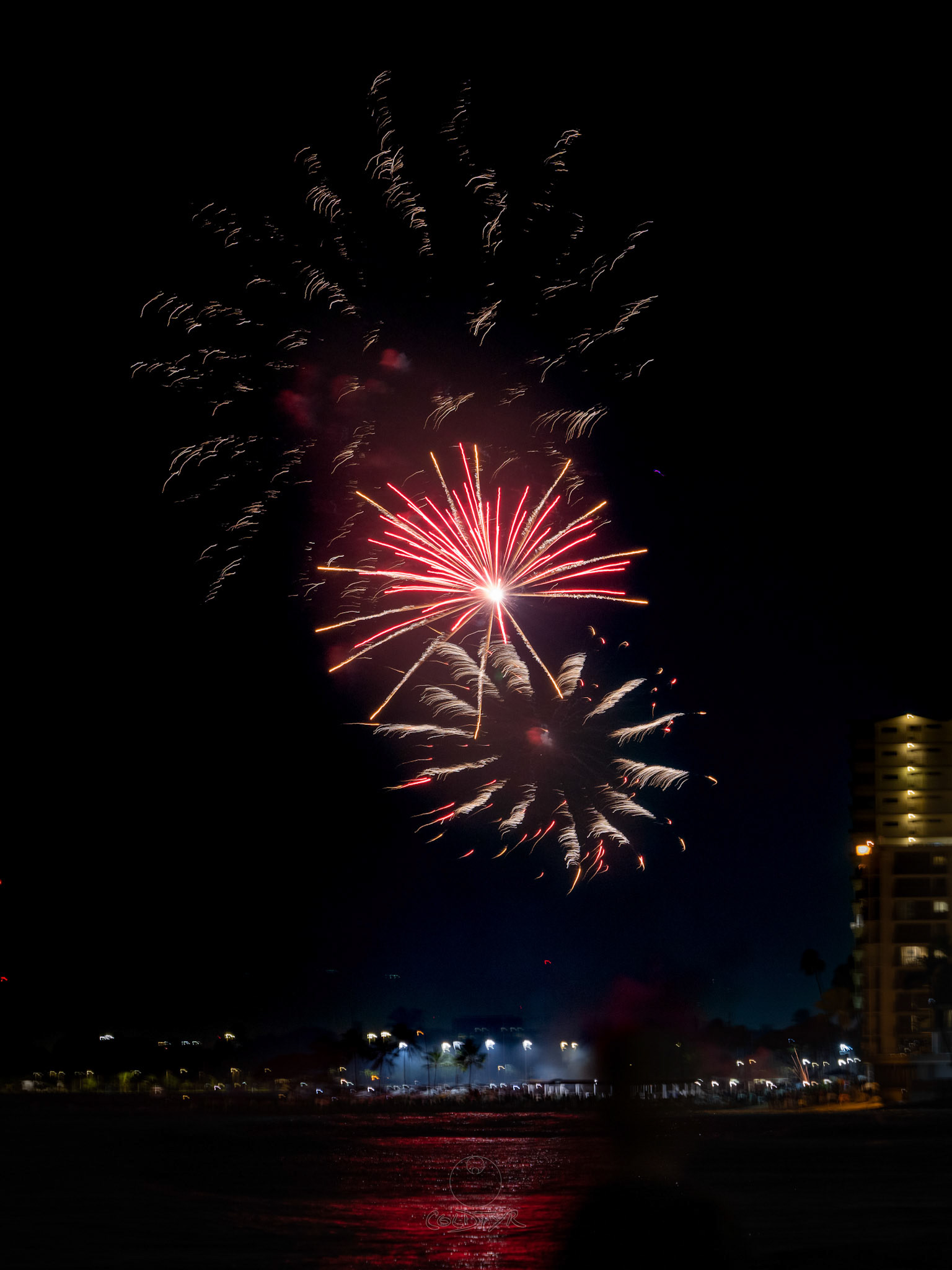 Waikiki Friday Night Fireworks as Watched from the Waikiki Pier (Walls)