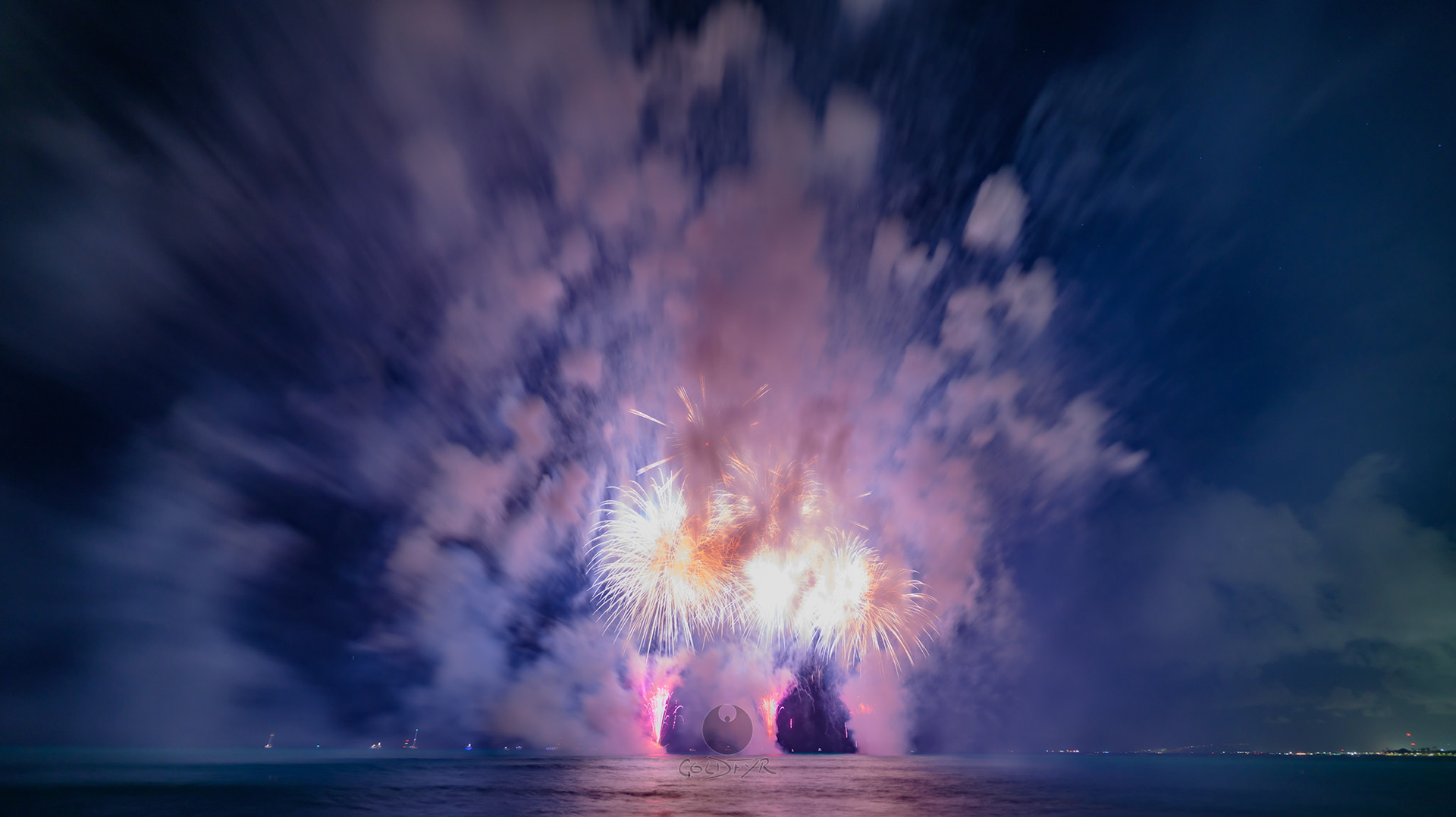Waikiki Friday Night Fireworks as Watched from the Waikiki Pier (Walls)