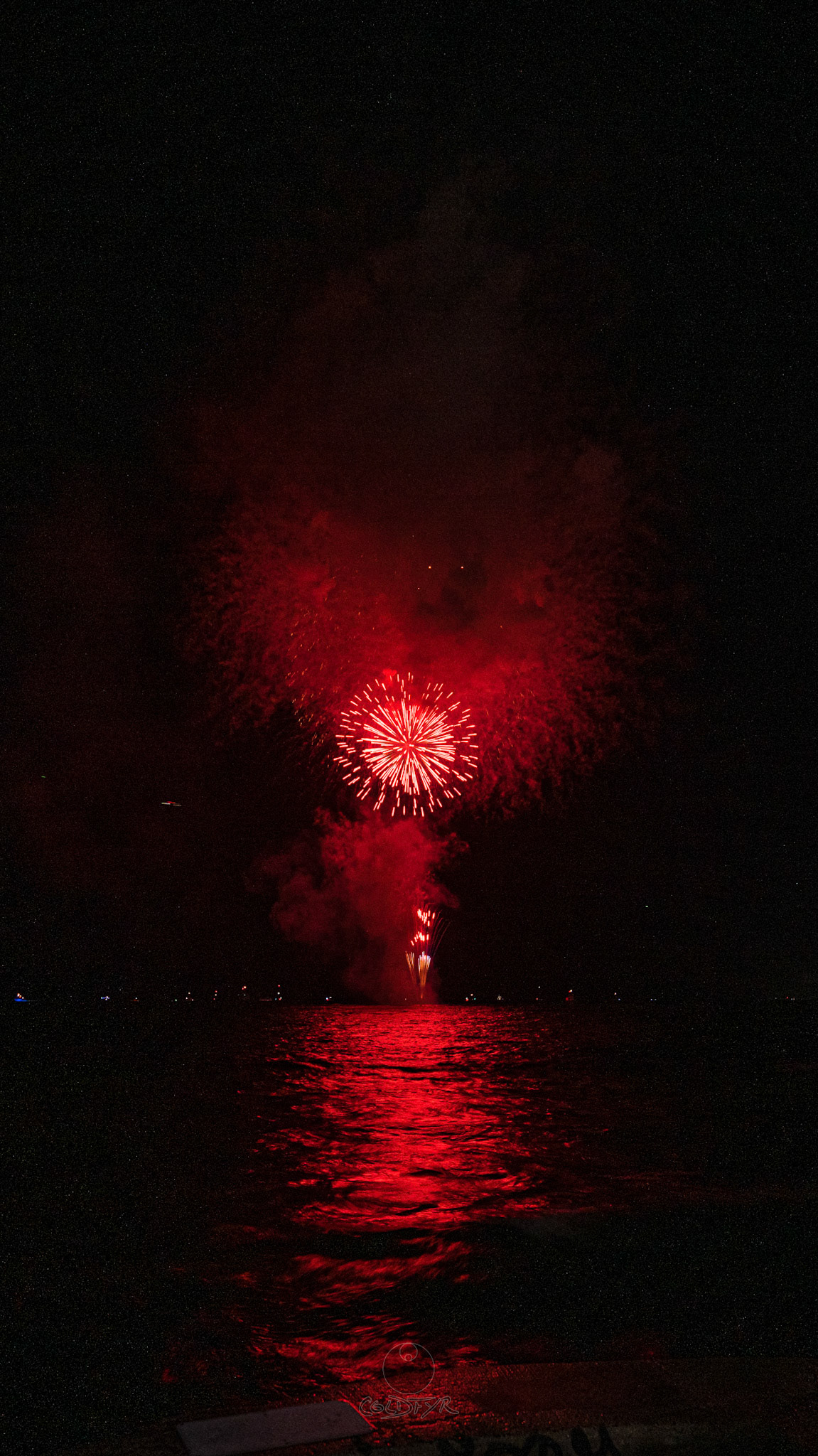 Waikiki Friday Night Fireworks as Watched from the Waikiki Pier (Walls)