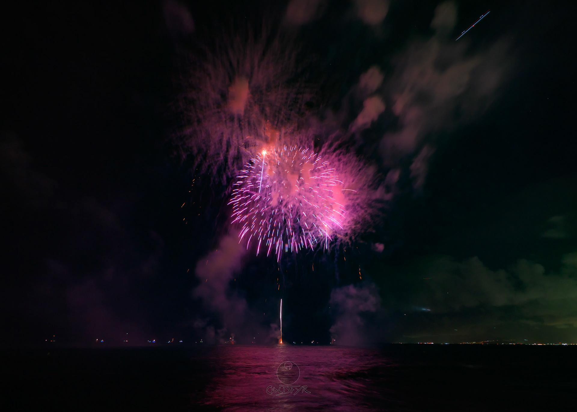 Waikiki Friday Night Fireworks as Watched from the Waikiki Pier (Walls)