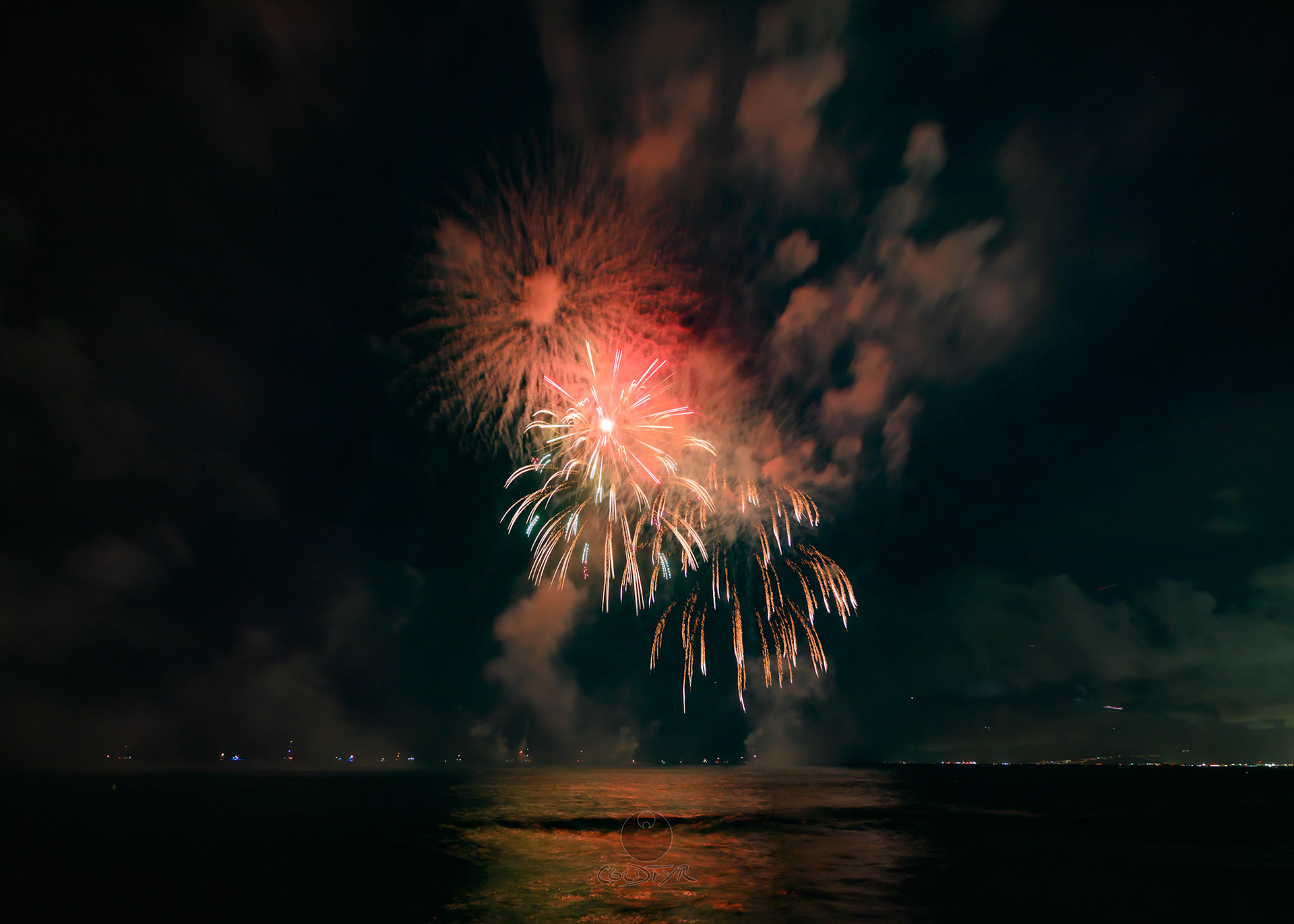 Waikiki Friday Night Fireworks as Watched from the Waikiki Pier (Walls)