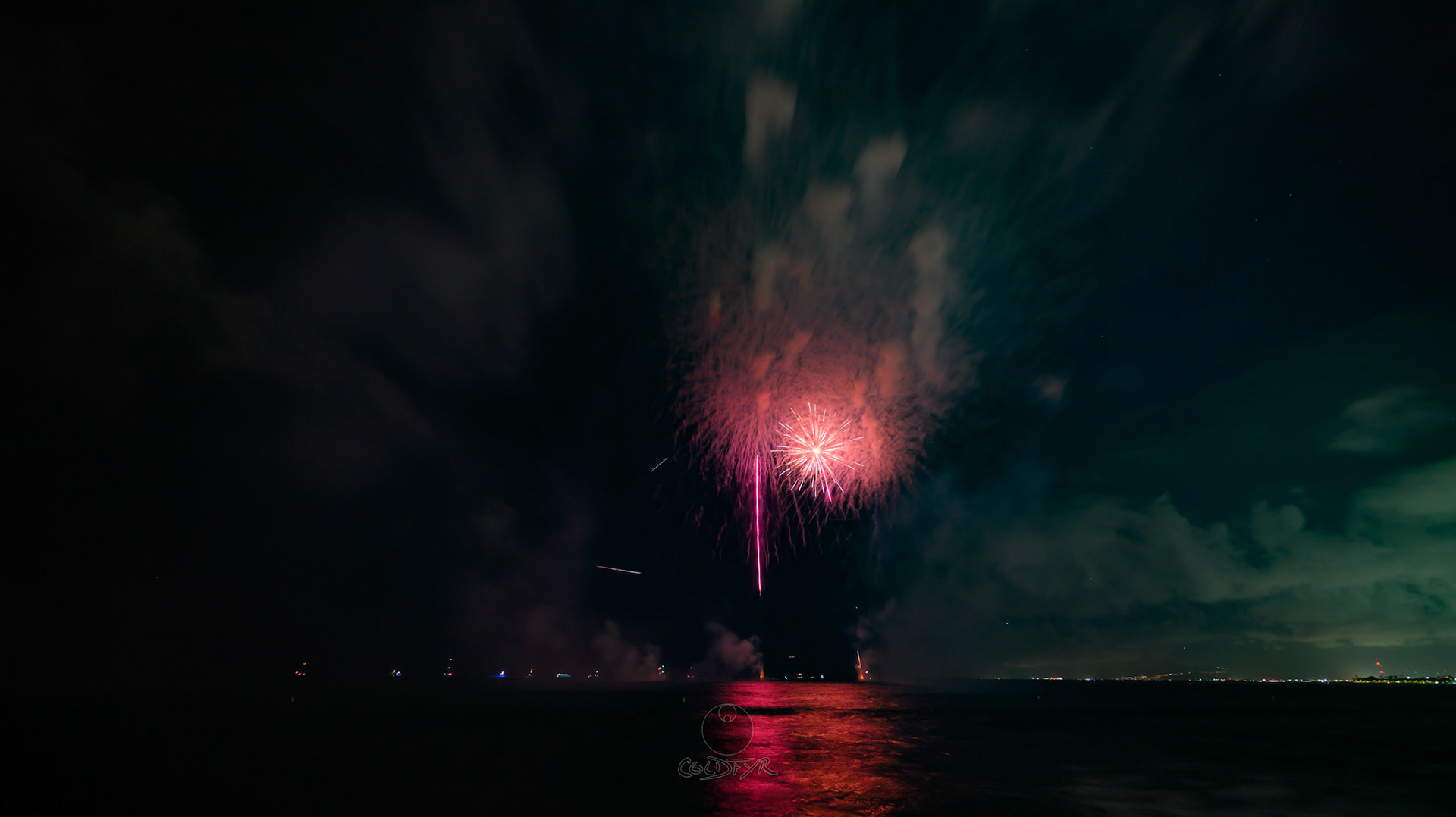 Waikiki Friday Night Fireworks as Watched from the Waikiki Pier (Walls)