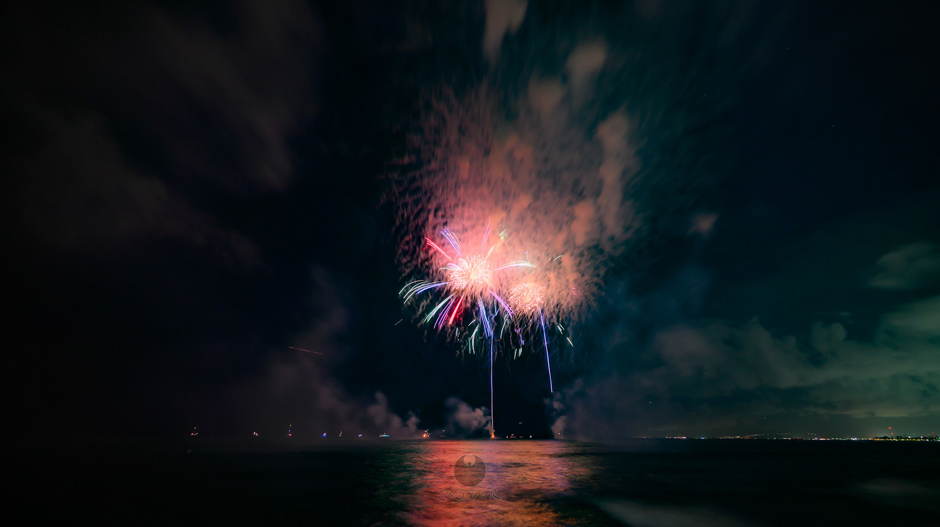 Waikiki Friday Night Fireworks as Watched from the Waikiki Pier (Walls)