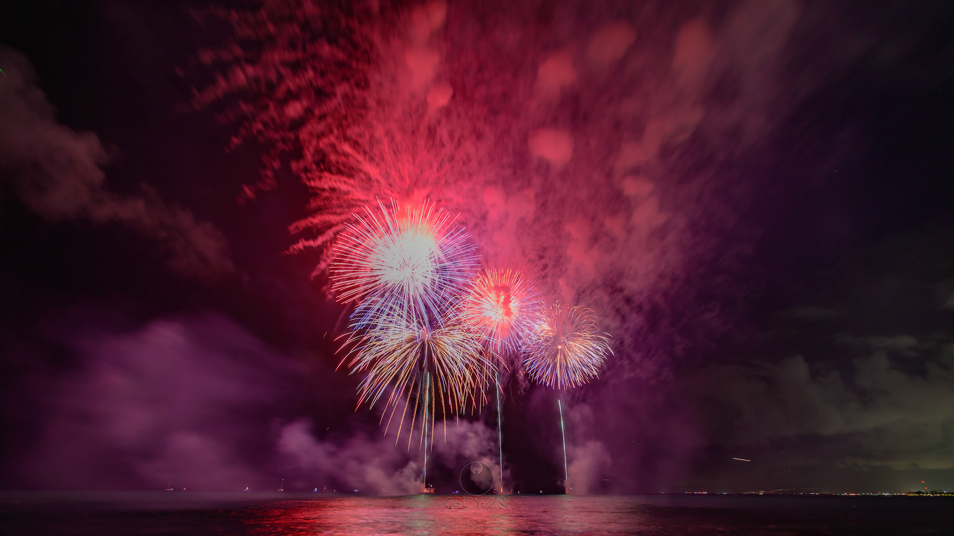 Waikiki Friday Night Fireworks as Watched from the Waikiki Pier (Walls)