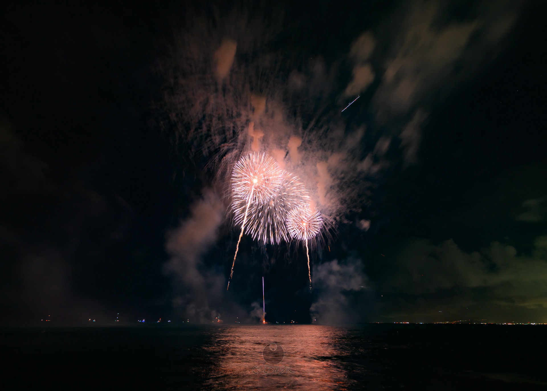 Waikiki Friday Night Fireworks as Watched from the Waikiki Pier (Walls)
