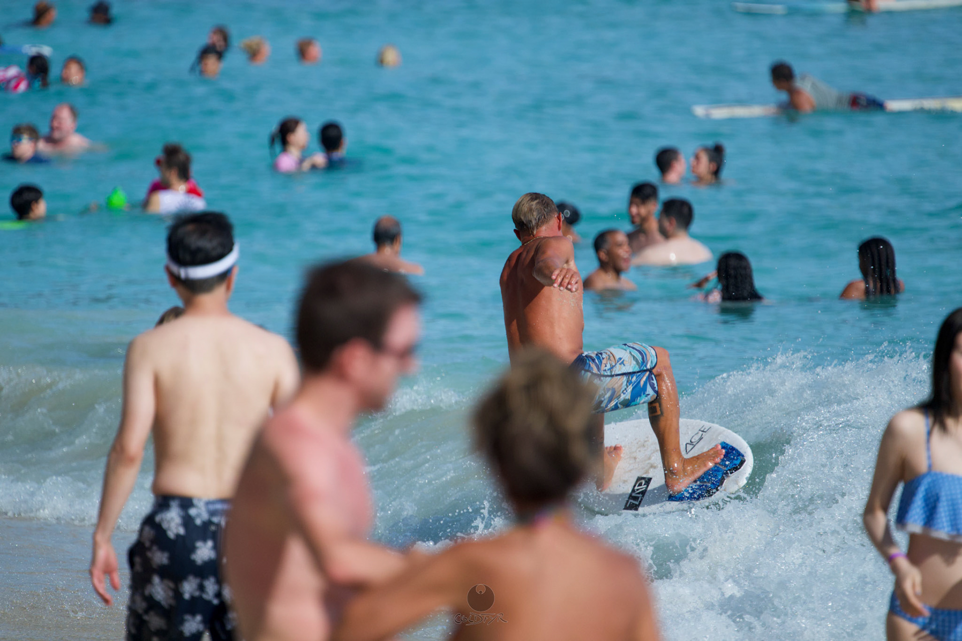 Brian "Hollywood" rips the Waikiki shore break.