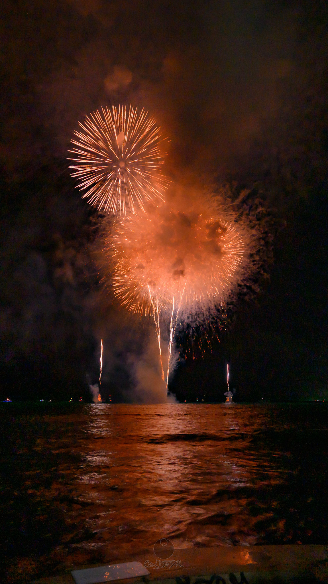 Waikiki Friday Night Fireworks as Watched from the Waikiki Pier (Walls)
