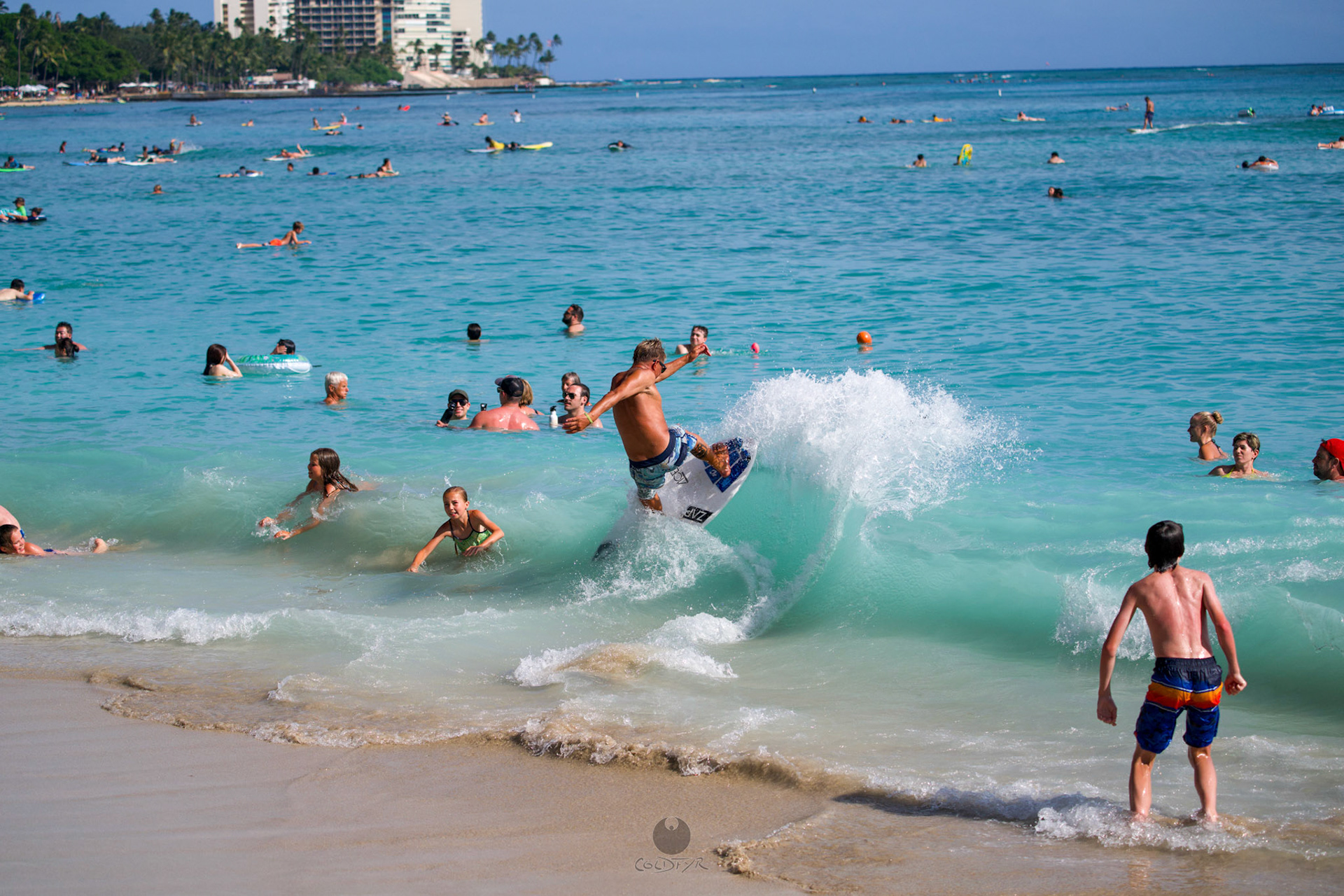Brian "Hollywood" rips the Waikiki shore break.