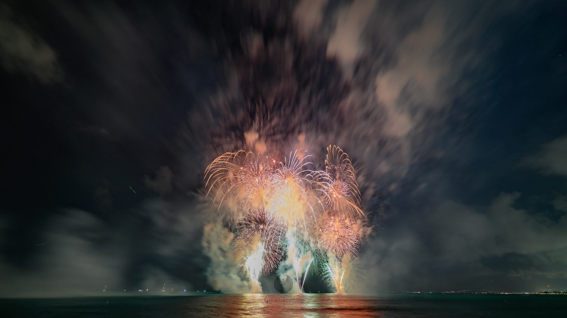 Waikiki Friday Night Fireworks as Watched from the Waikiki Pier (Walls)