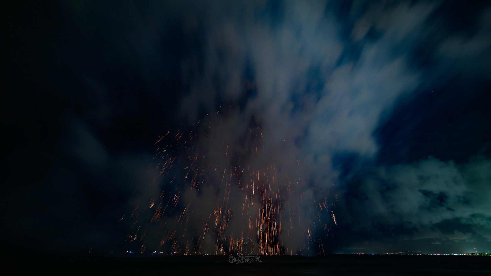 Waikiki Friday Night Fireworks as Watched from the Waikiki Pier (Walls)