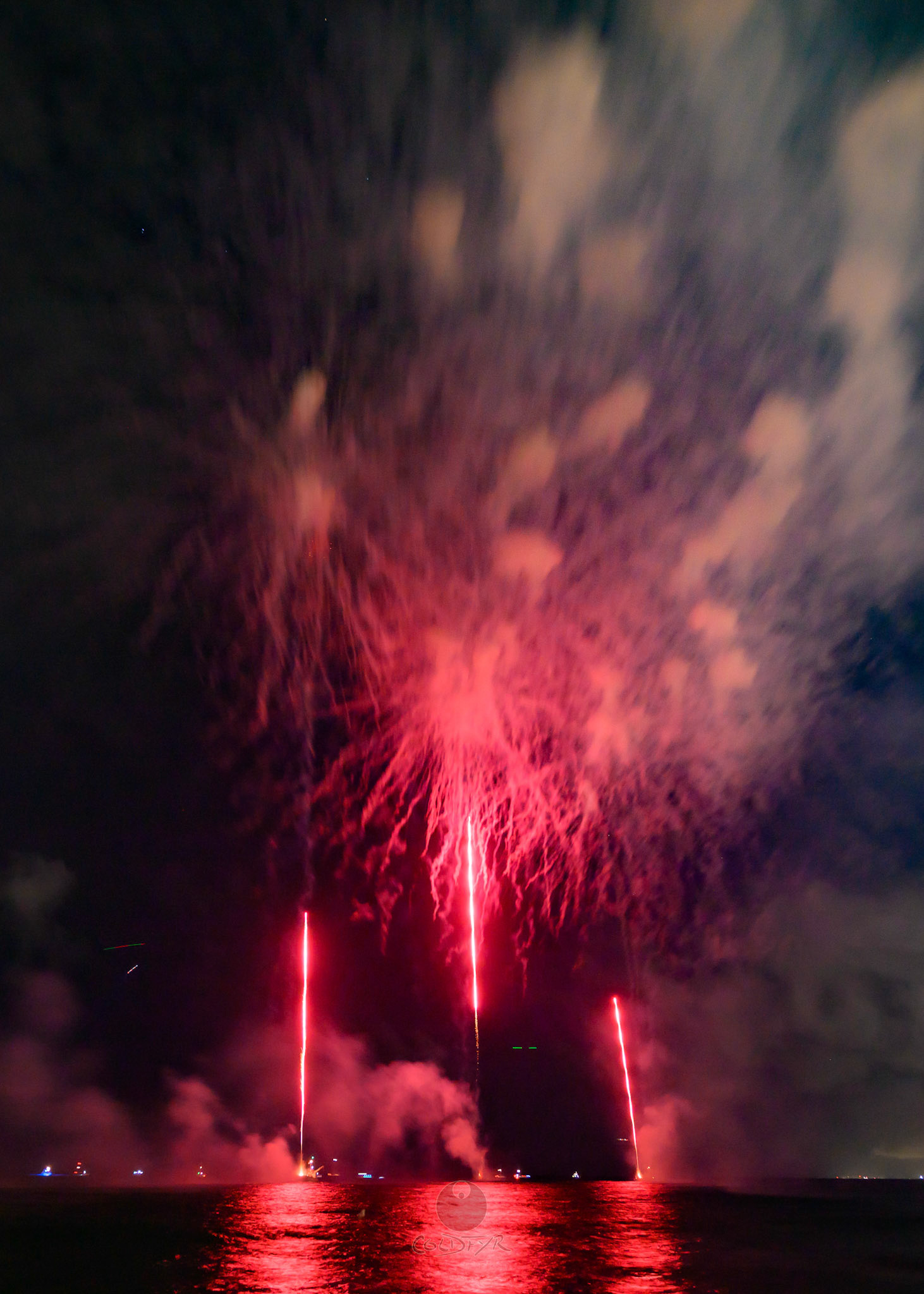 Waikiki Friday Night Fireworks as Watched from the Waikiki Pier (Walls)