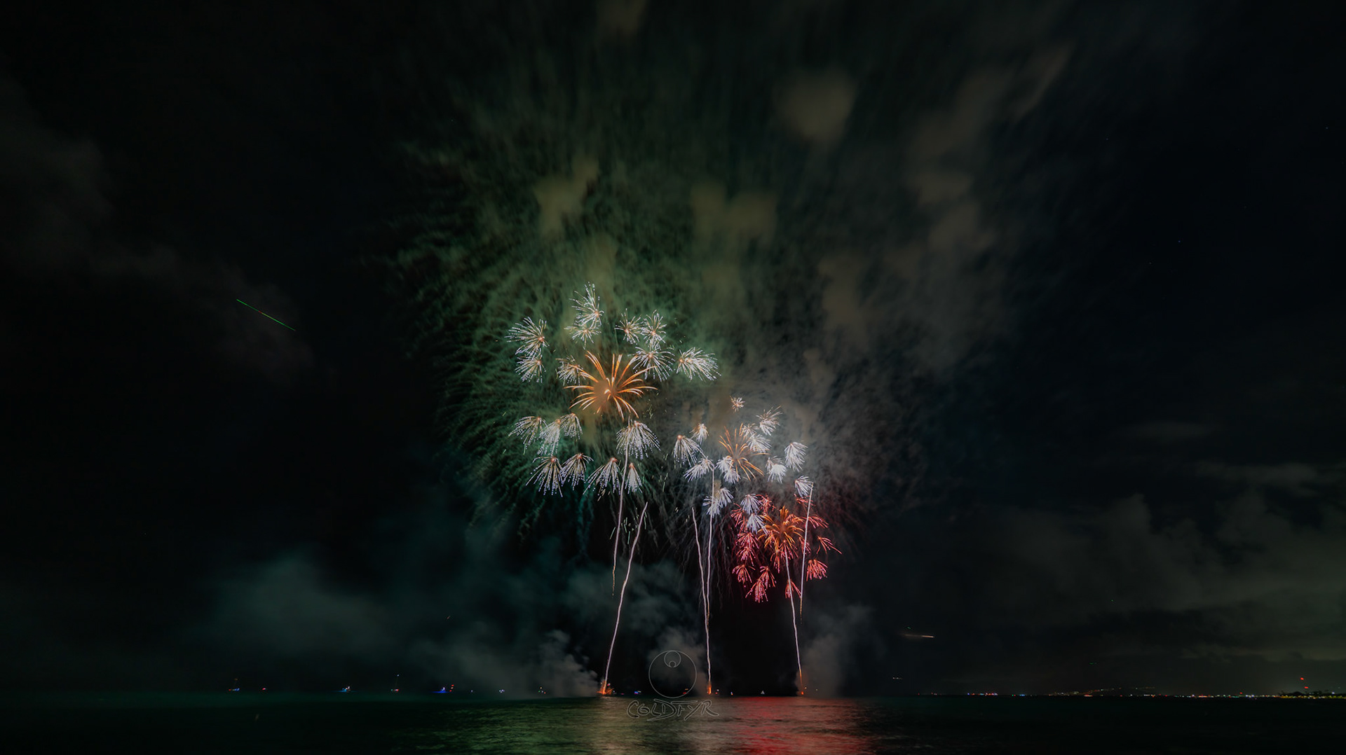 Waikiki Friday Night Fireworks as Watched from the Waikiki Pier (Walls)
