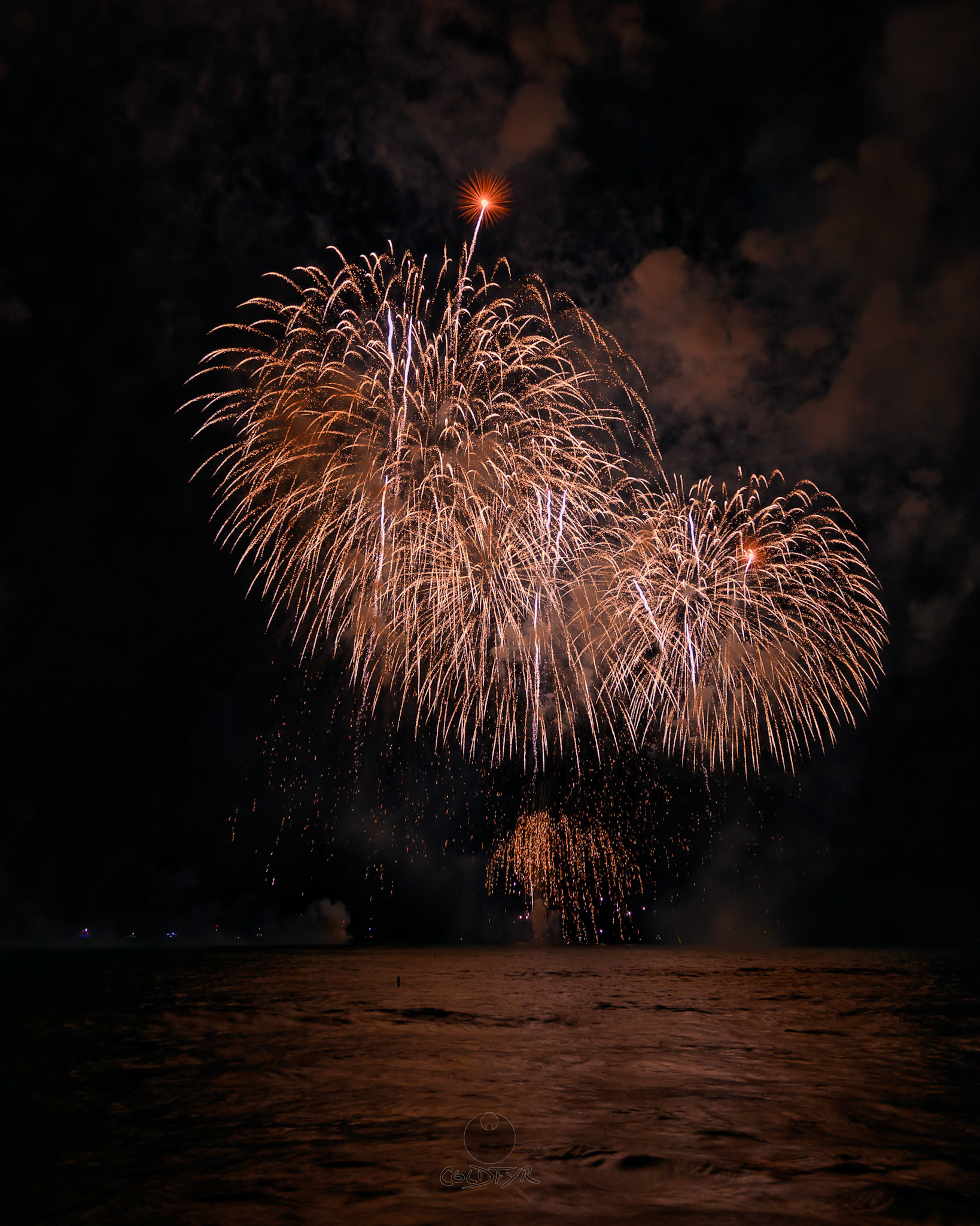 Waikiki Friday Night Fireworks as Watched from the Waikiki Pier (Walls)