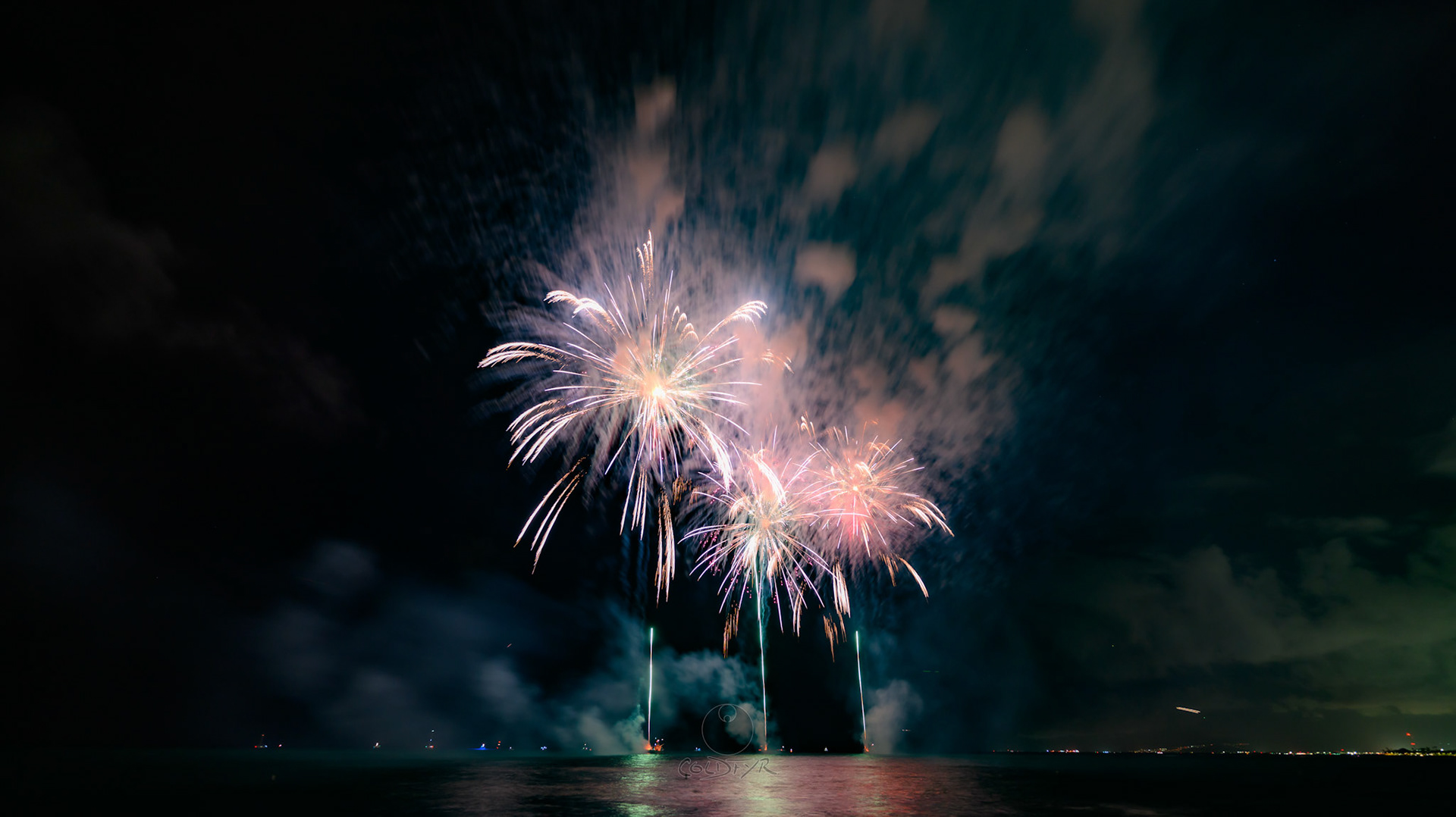 Waikiki Friday Night Fireworks as Watched from the Waikiki Pier (Walls)