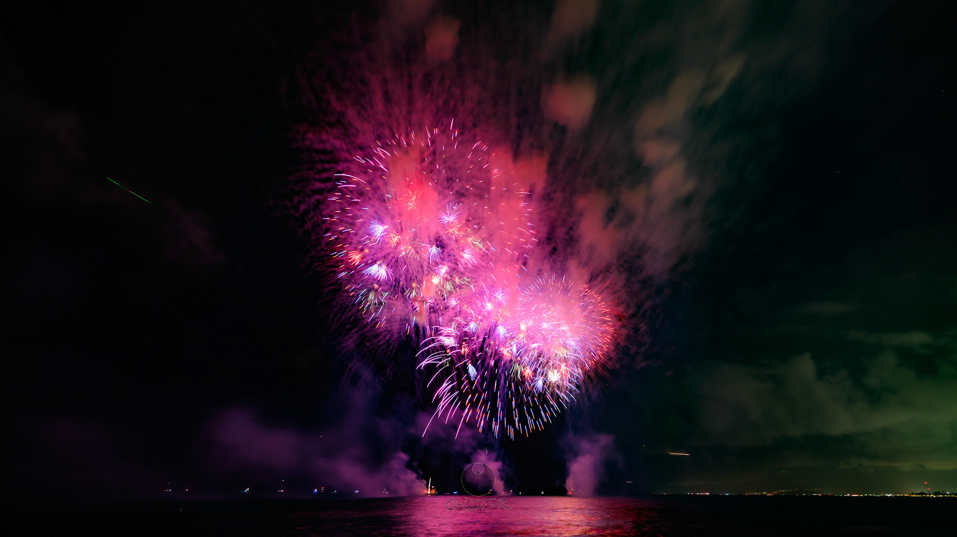 Waikiki Friday Night Fireworks as Watched from the Waikiki Pier (Walls)