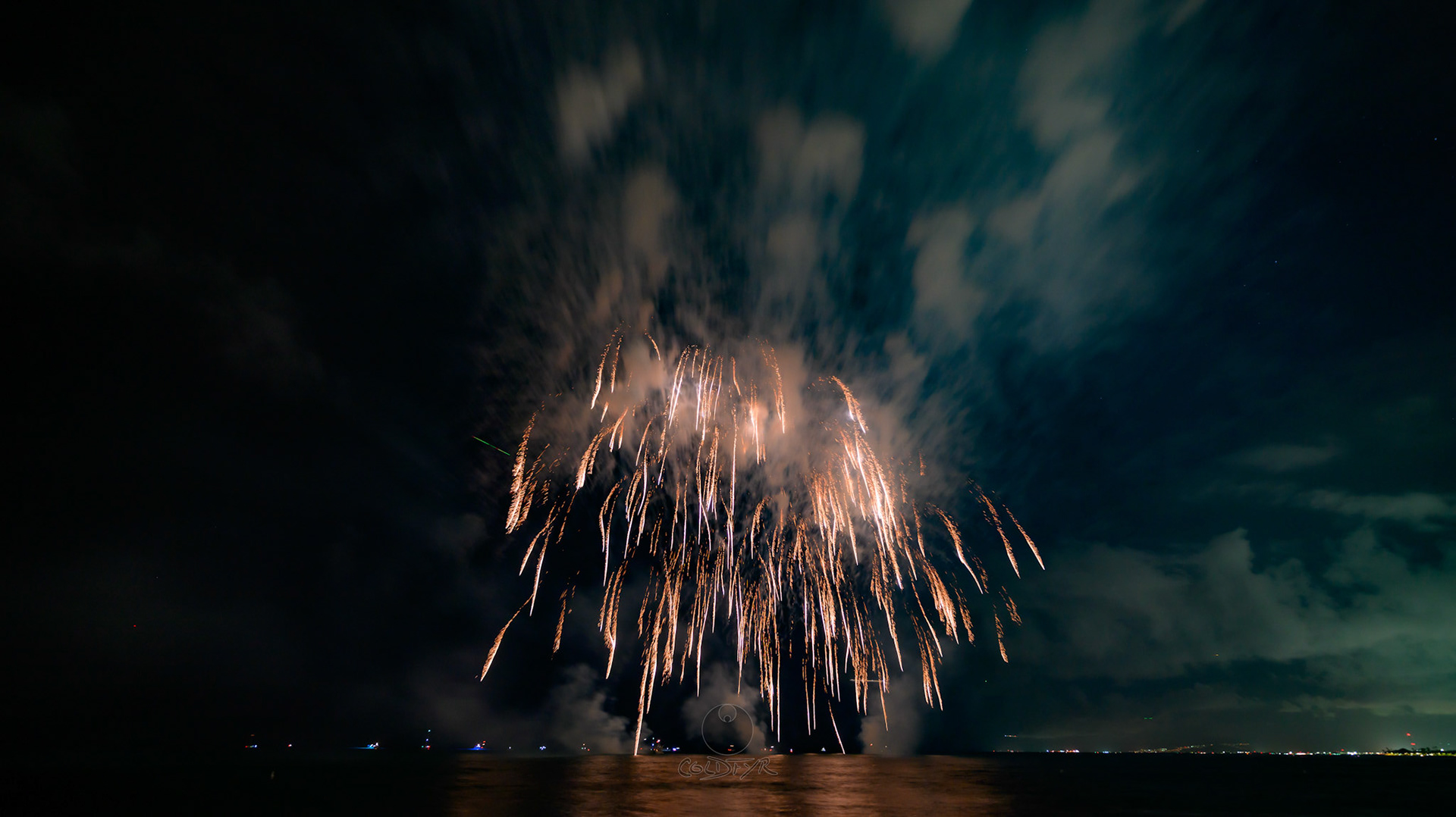 Waikiki Friday Night Fireworks as Watched from the Waikiki Pier (Walls)