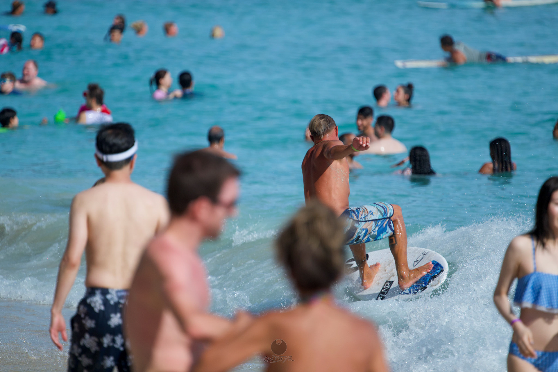 Brian "Hollywood" rips the Waikiki shore break.