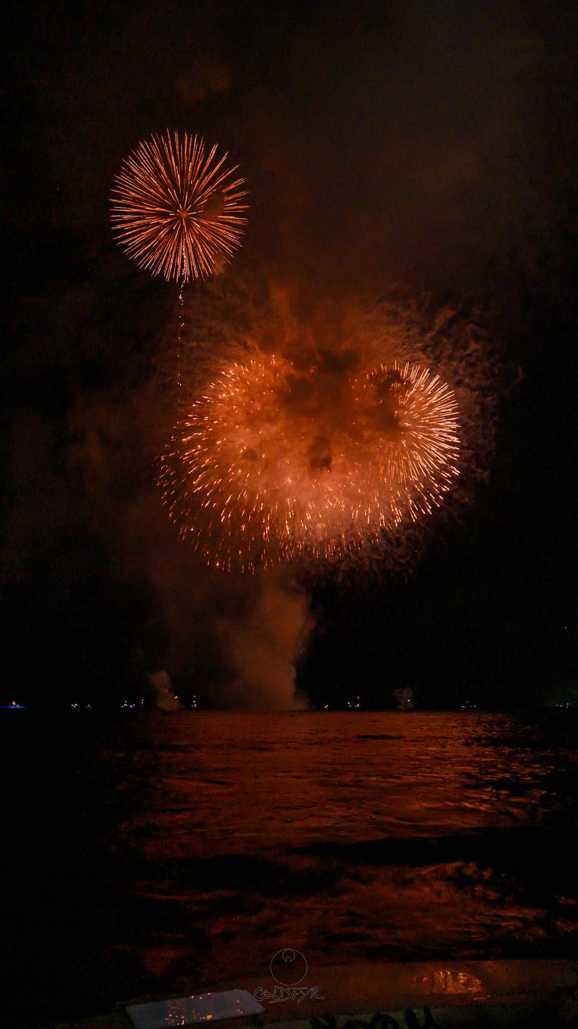 Waikiki Friday Night Fireworks as Watched from the Waikiki Pier (Walls)
