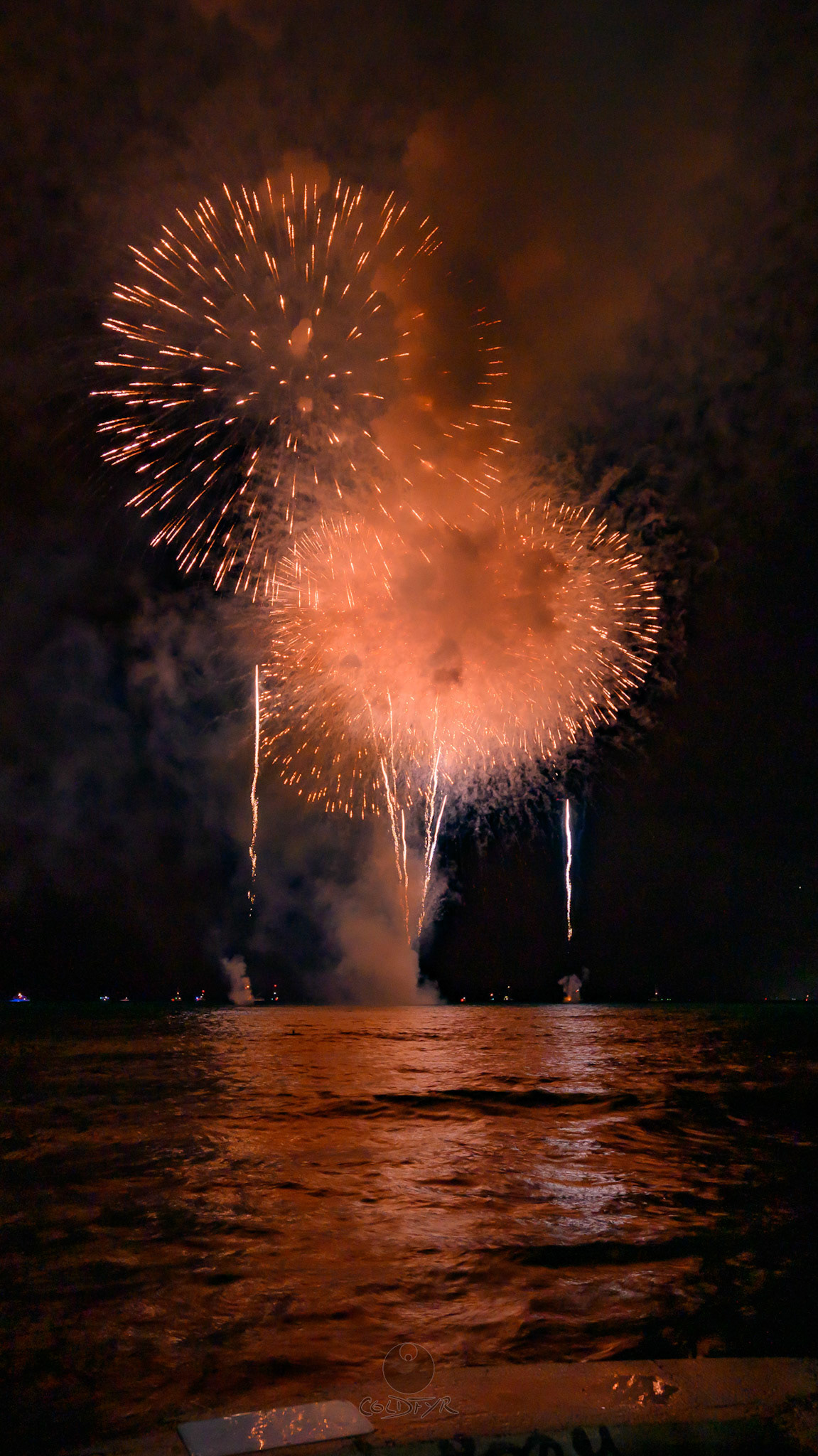 Waikiki Friday Night Fireworks as Watched from the Waikiki Pier (Walls)