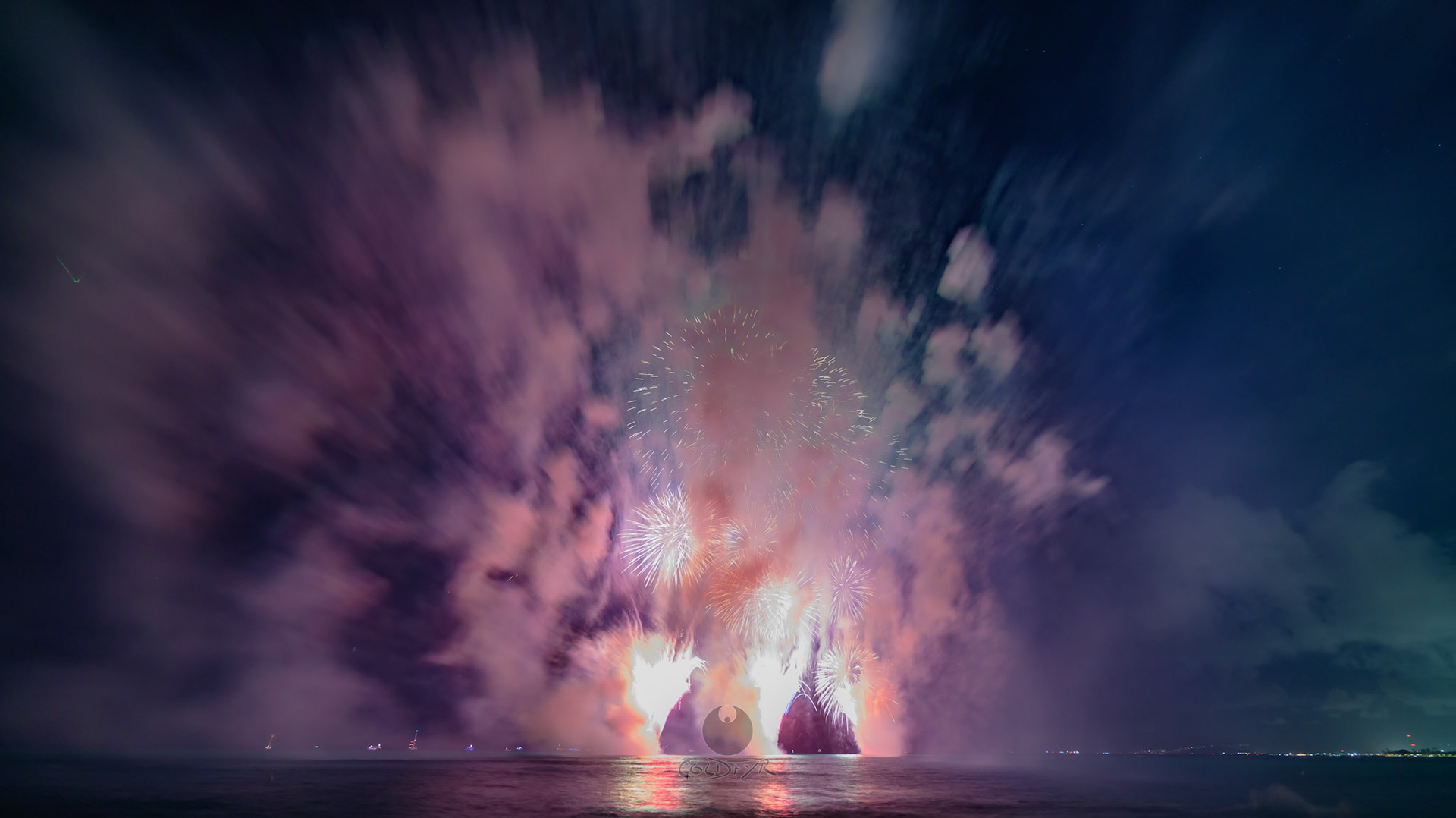 Waikiki Friday Night Fireworks as Watched from the Waikiki Pier (Walls)