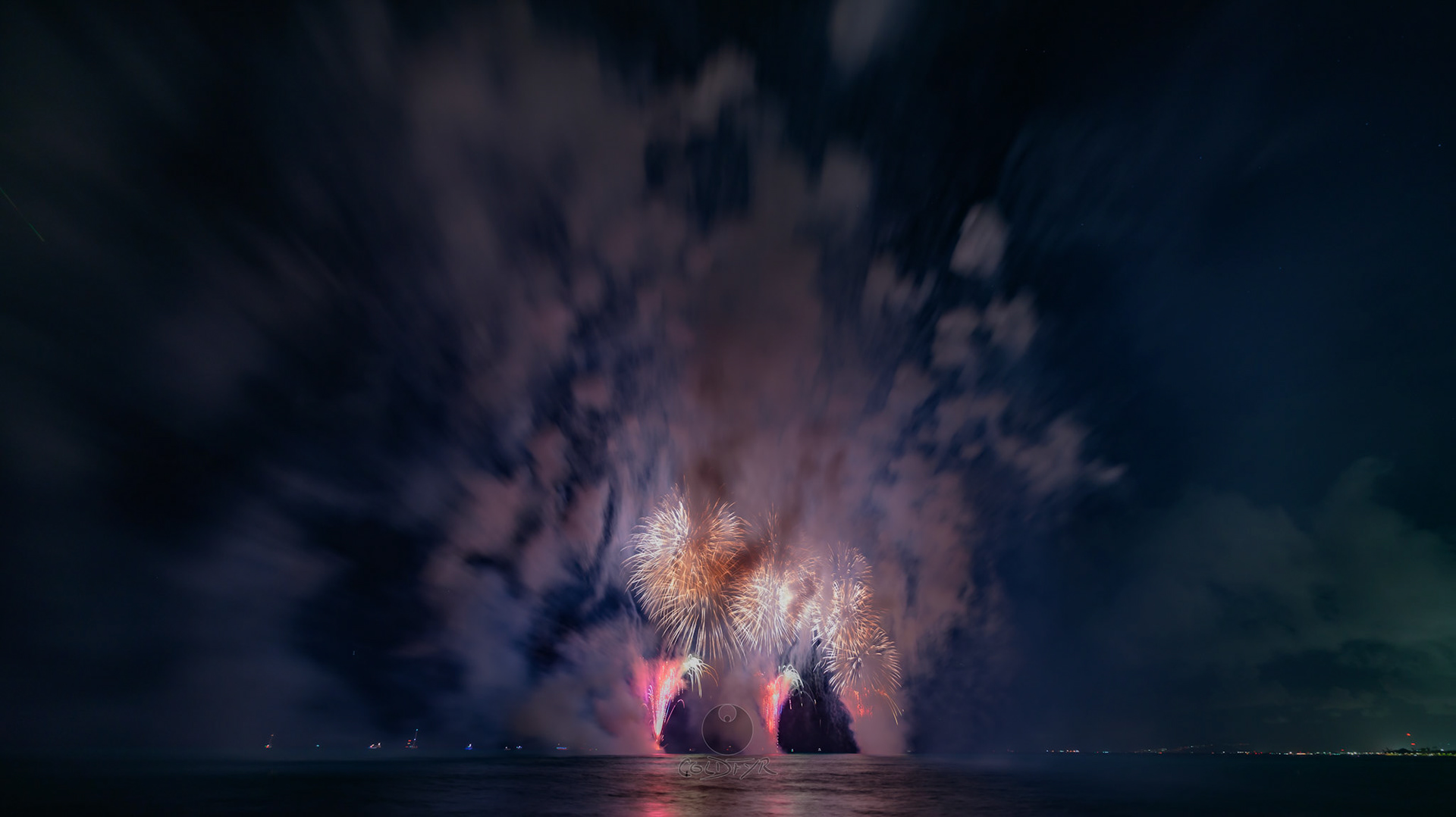 Waikiki Friday Night Fireworks as Watched from the Waikiki Pier (Walls)