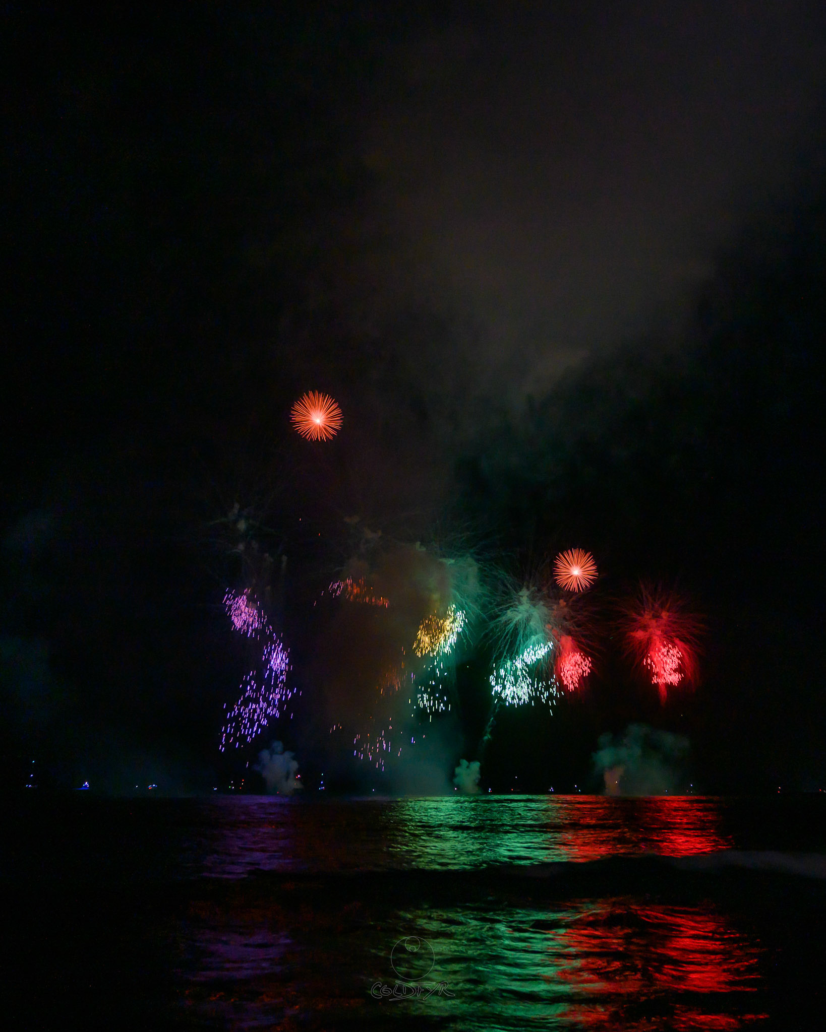 Waikiki Friday Night Fireworks as Watched from the Waikiki Pier (Walls)