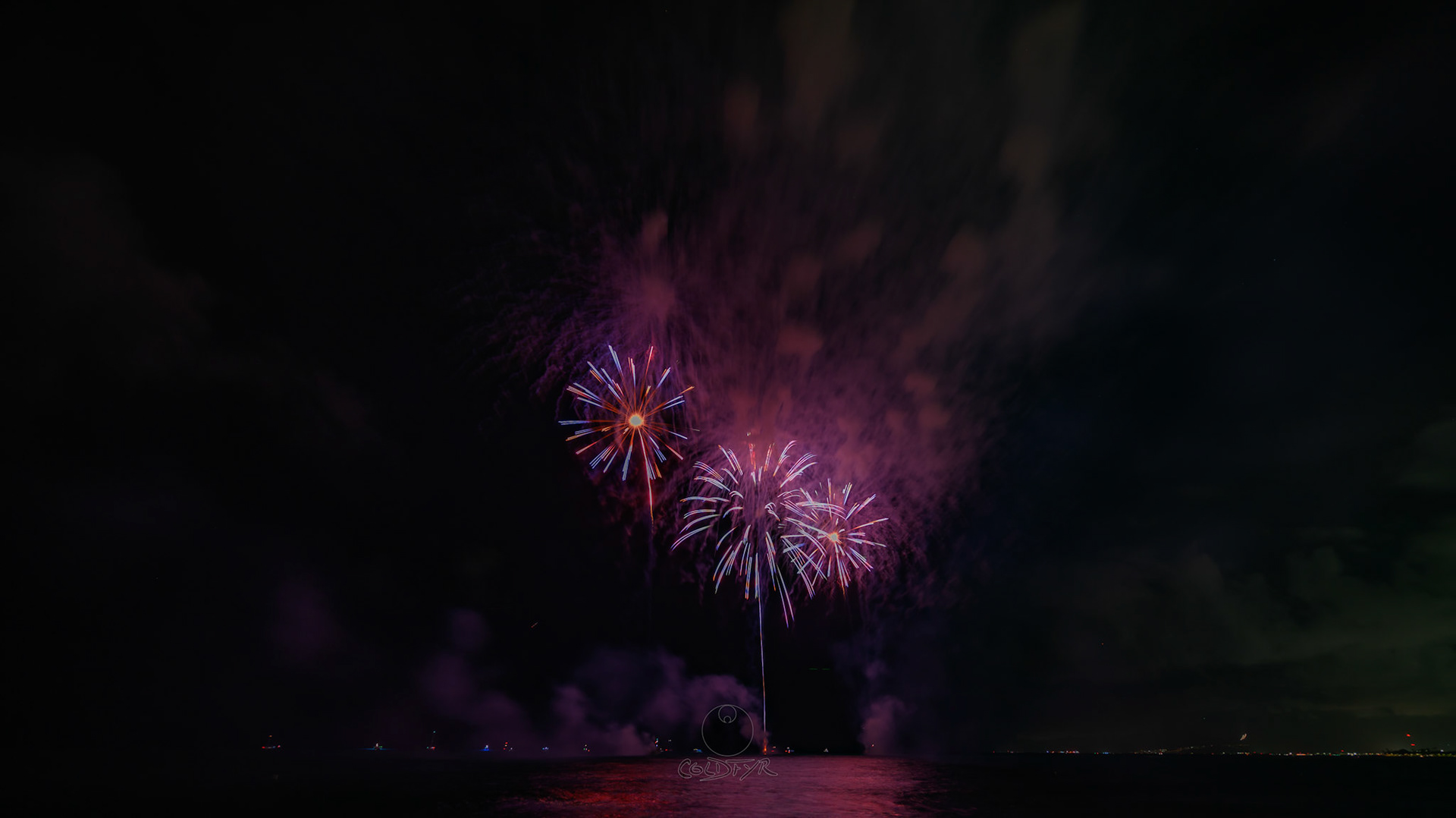 Waikiki Friday Night Fireworks as Watched from the Waikiki Pier (Walls)