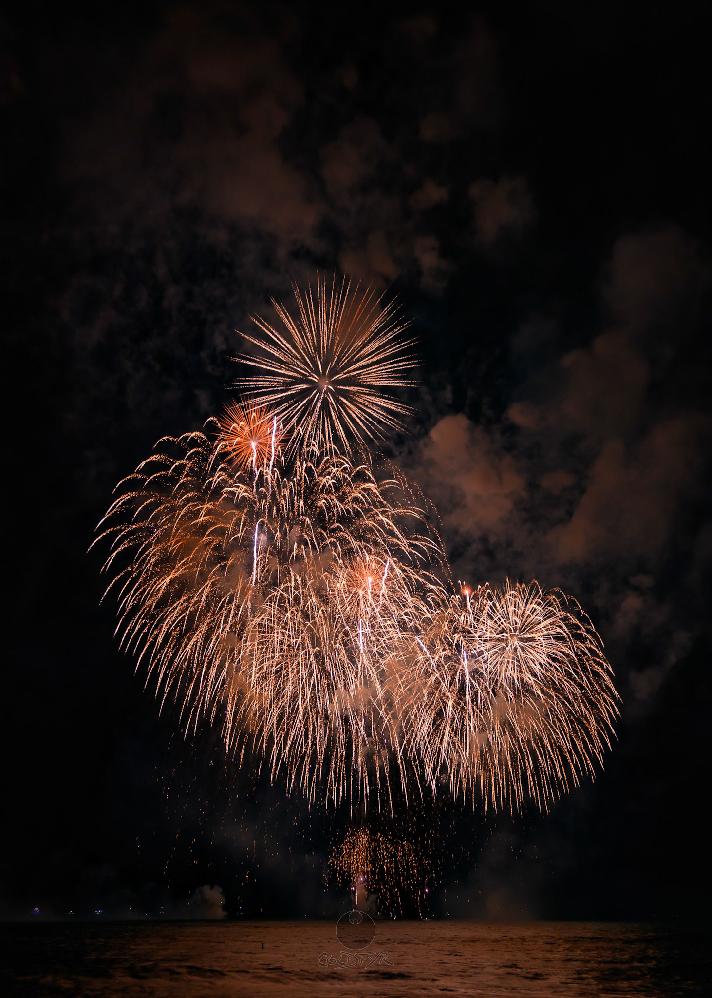 Waikiki Friday Night Fireworks as Watched from the Waikiki Pier (Walls)