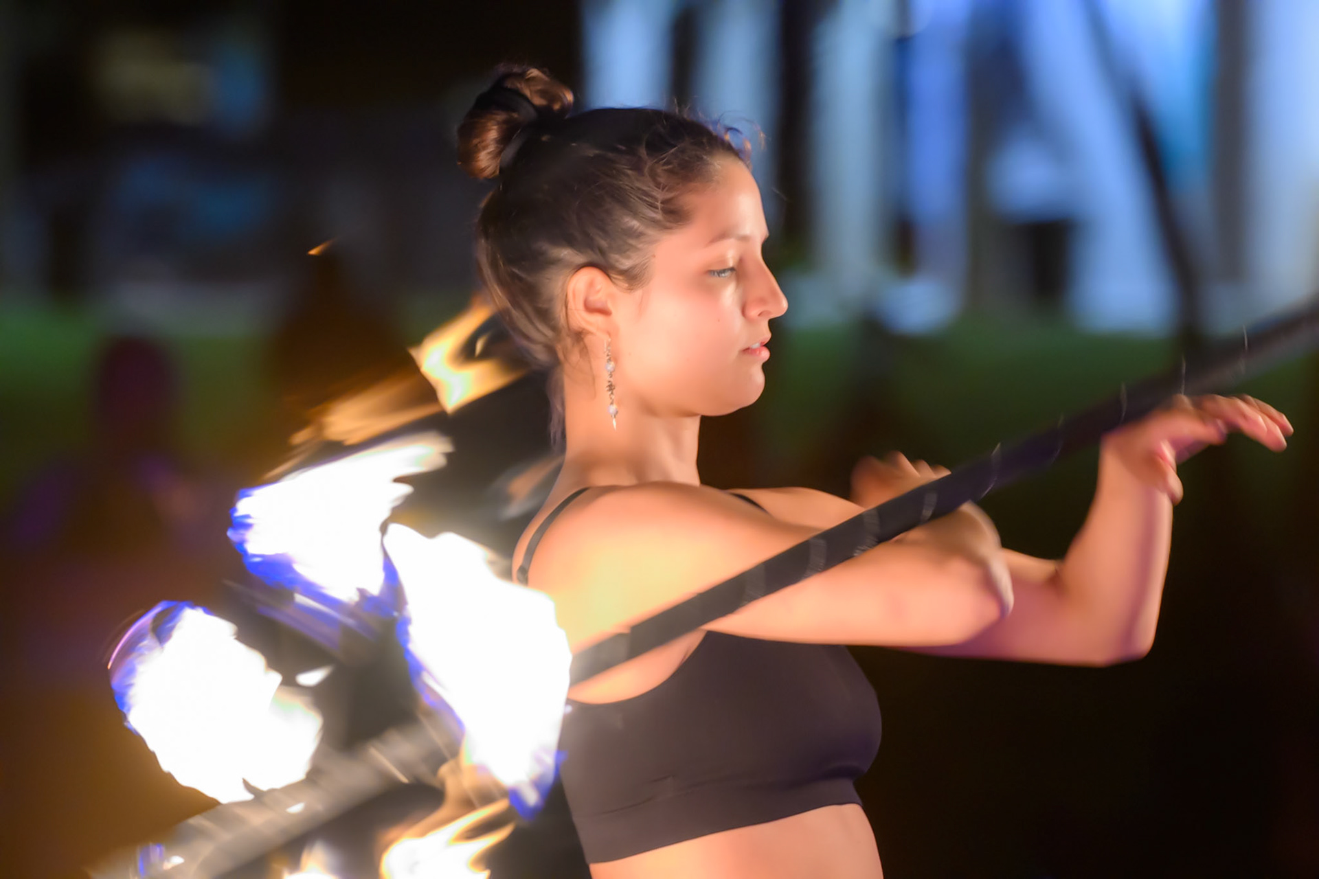 Jade Performs a Fire Spinning Routine