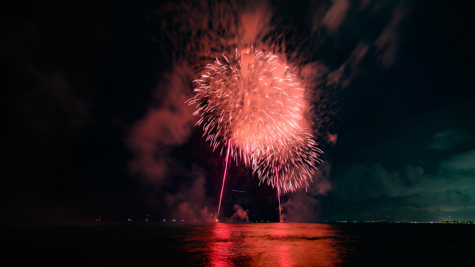 Waikiki Friday Night Fireworks as Watched from the Waikiki Pier (Walls)