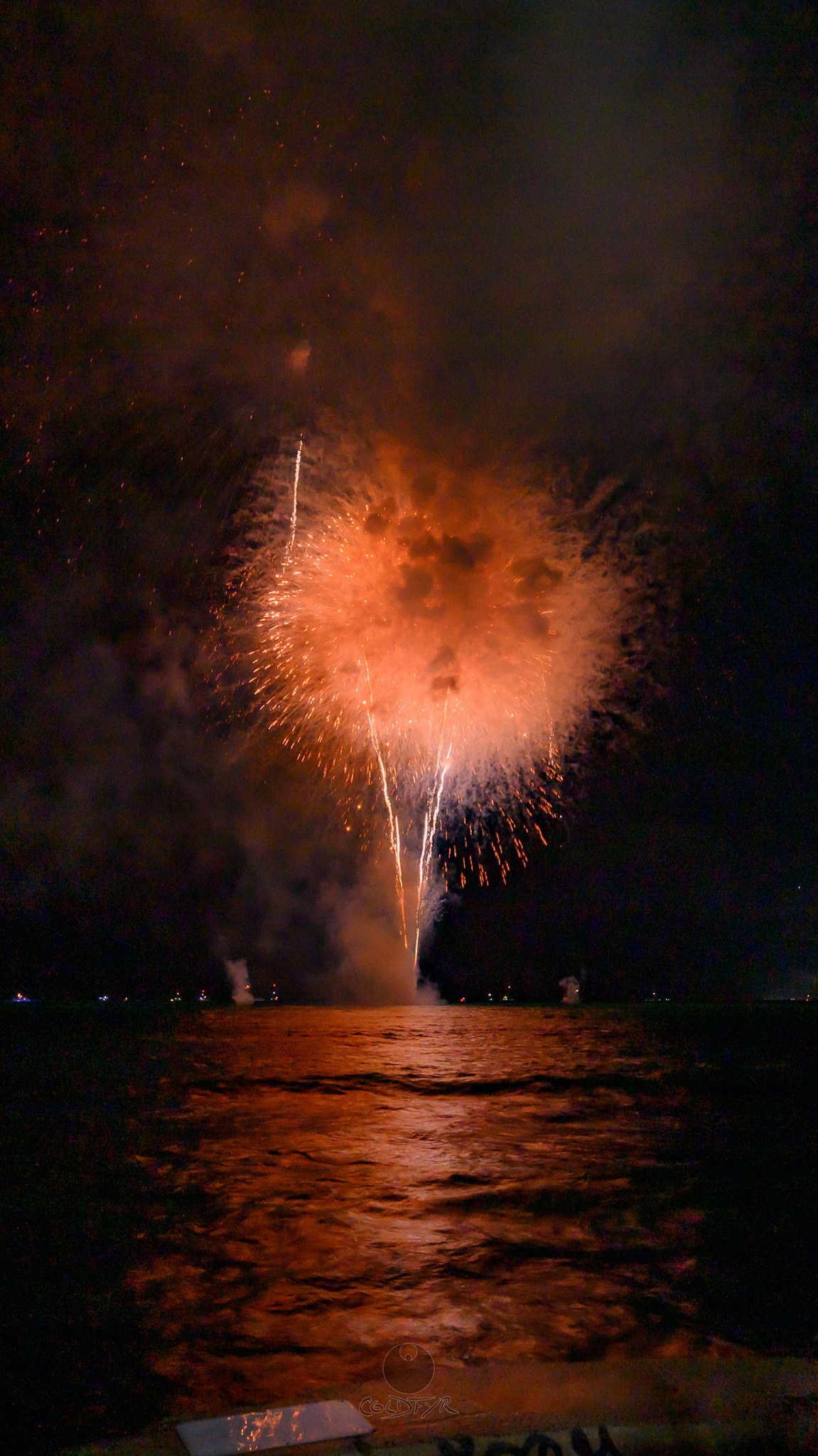 Waikiki Friday Night Fireworks as Watched from the Waikiki Pier (Walls)