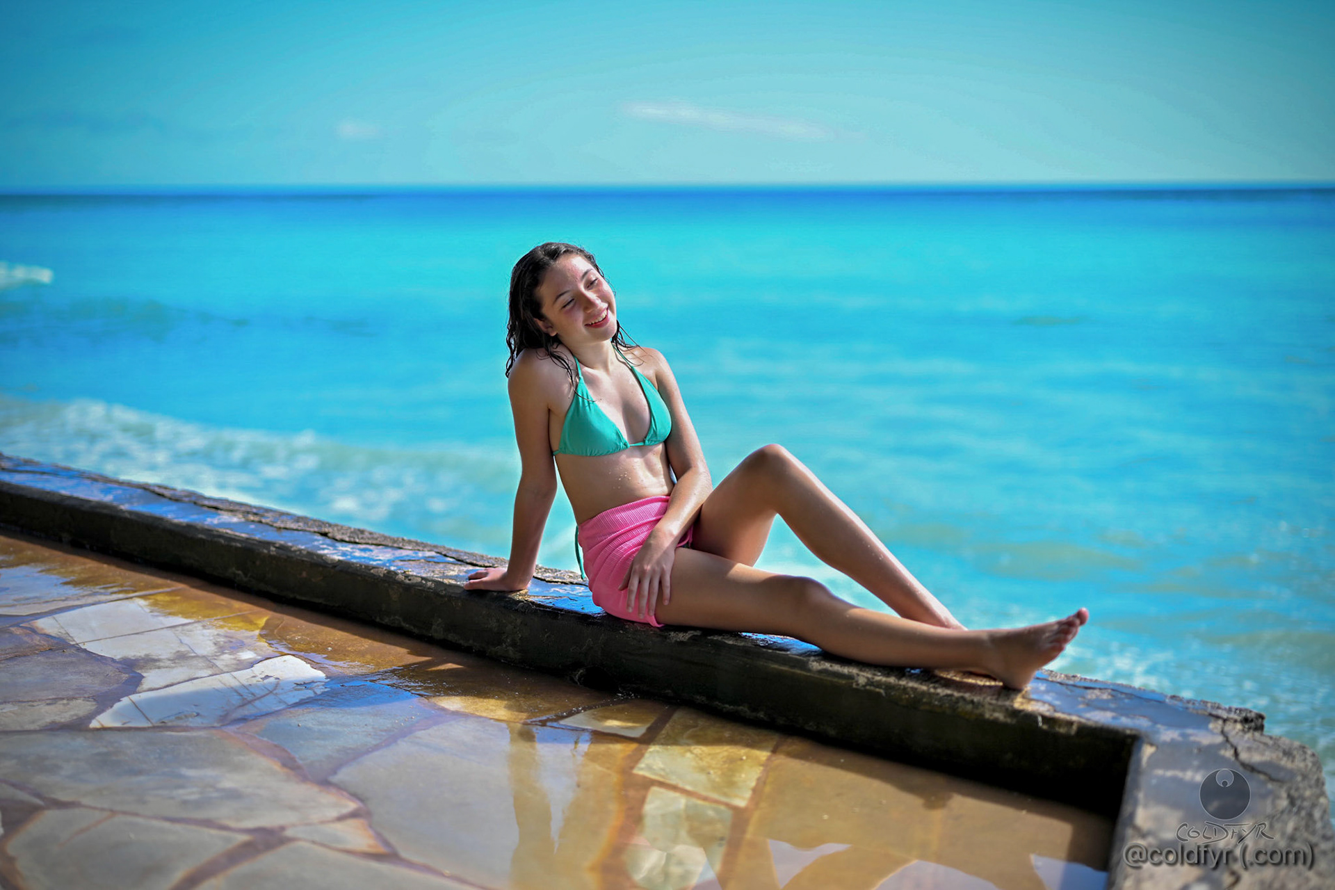 Janie Kogan Getting Splashed in Waikiki.