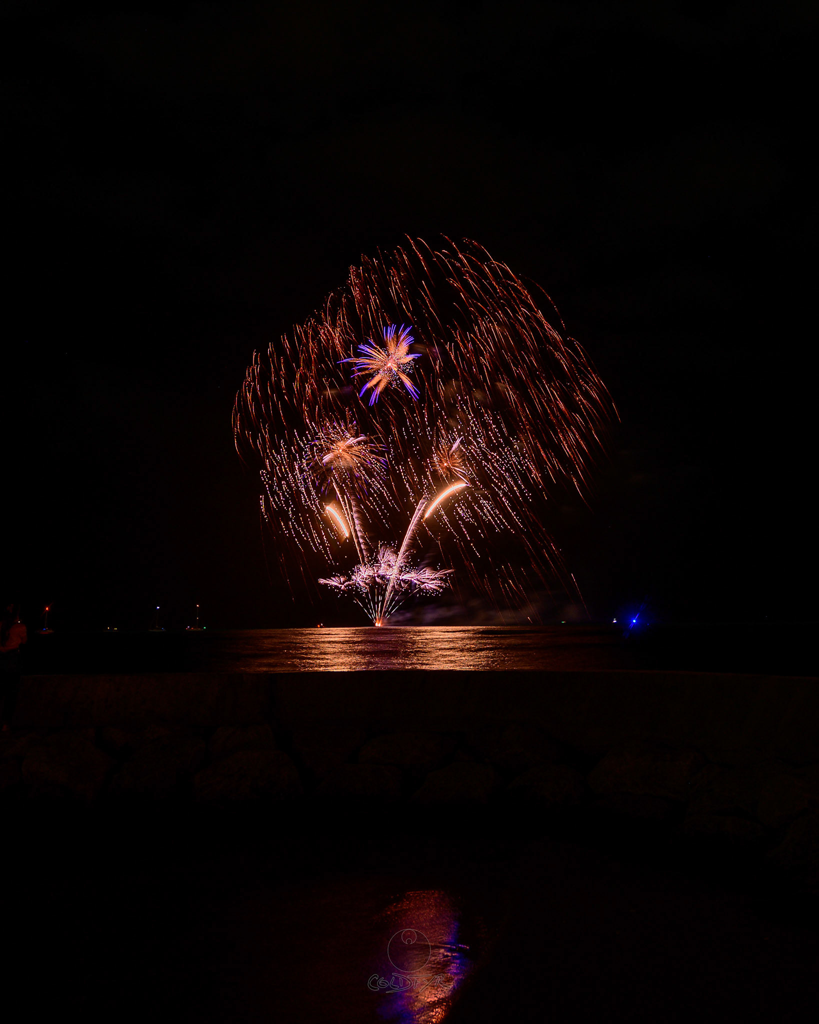 Waikiki Friday Night Fireworks as Watched from the Waikiki Pier (Walls)