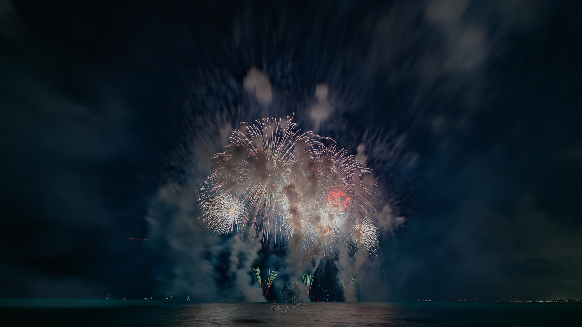 Waikiki Friday Night Fireworks as Watched from the Waikiki Pier (Walls)