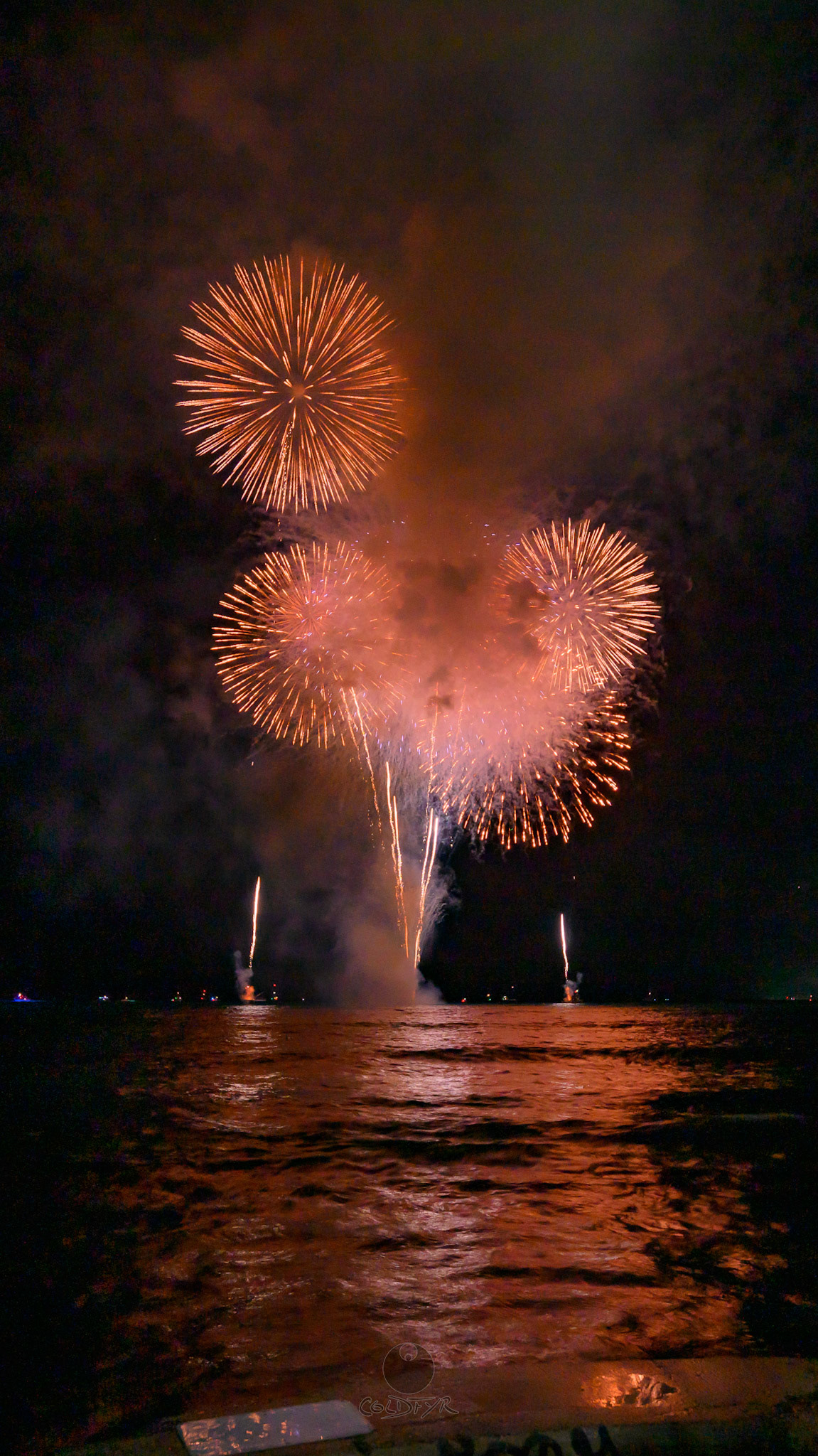 Waikiki Friday Night Fireworks as Watched from the Waikiki Pier (Walls)